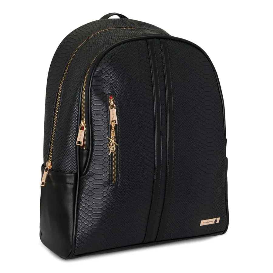 Black Apollo 1 Faux Snakeskin Backpack & Rolling Duffle Bag