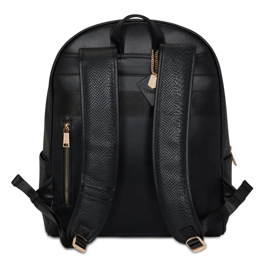 Black Apollo 1 Faux Snakeskin Backpack & Rolling Duffle Bag