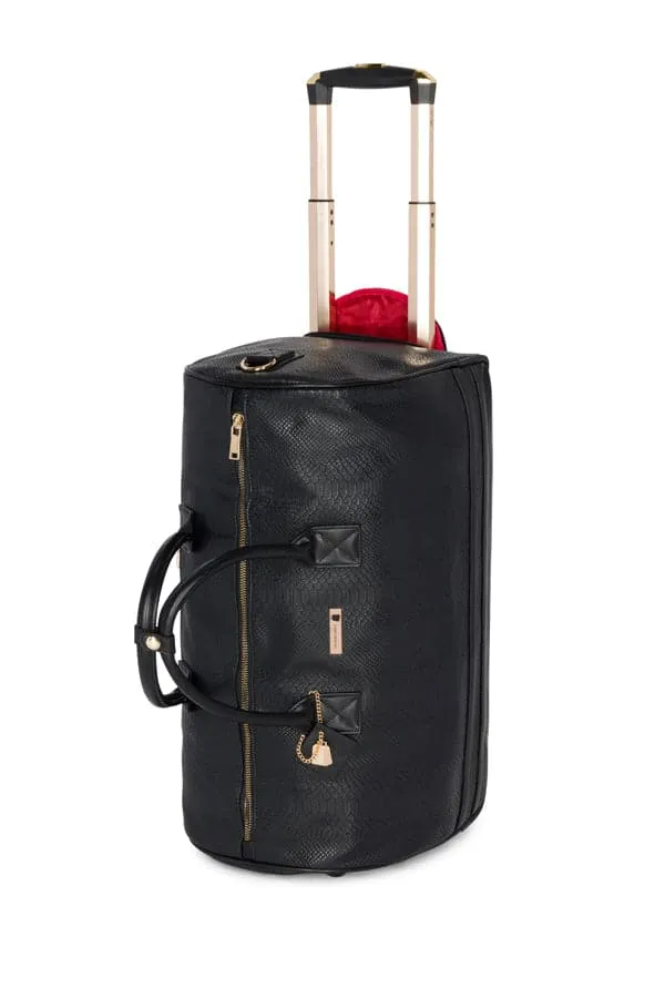 Black Apollo 1 Faux Snakeskin Backpack & Rolling Duffle Bag