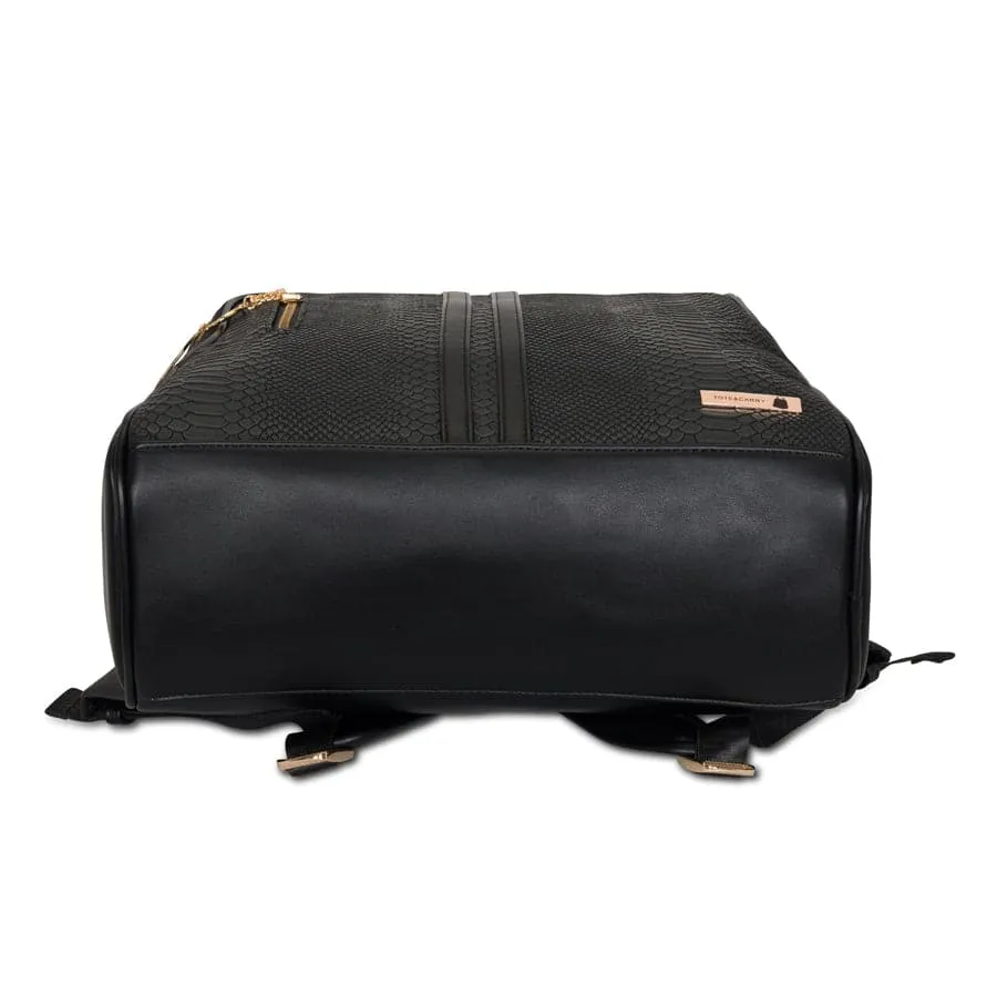 Black Apollo 1 Faux Snakeskin Backpack & Rolling Duffle Bag