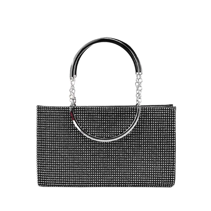 Bling Rectangle Top Handle Crossbody Evening Bag