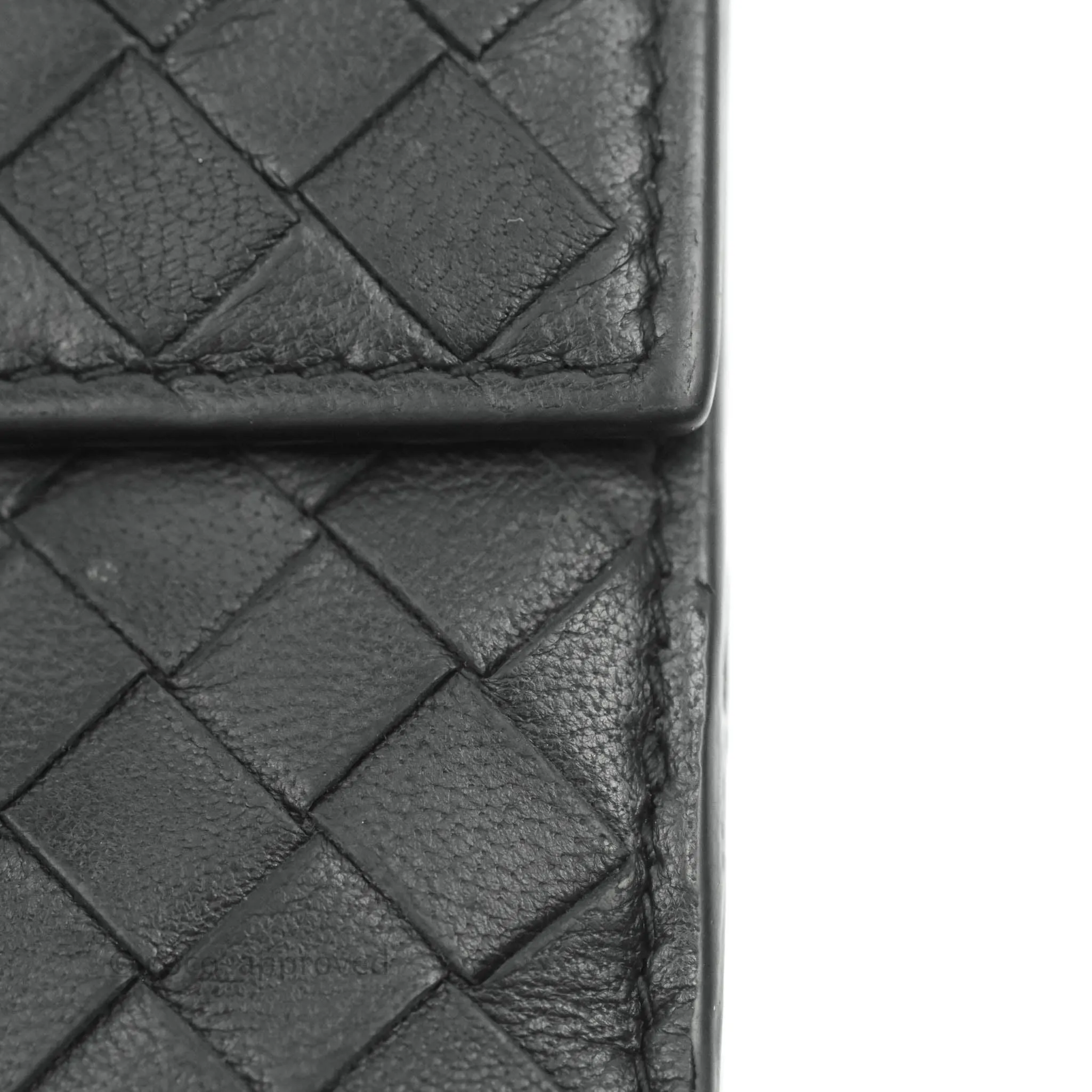 Bottega Veneta Bifold In Black Intrecciato Leather Wallet