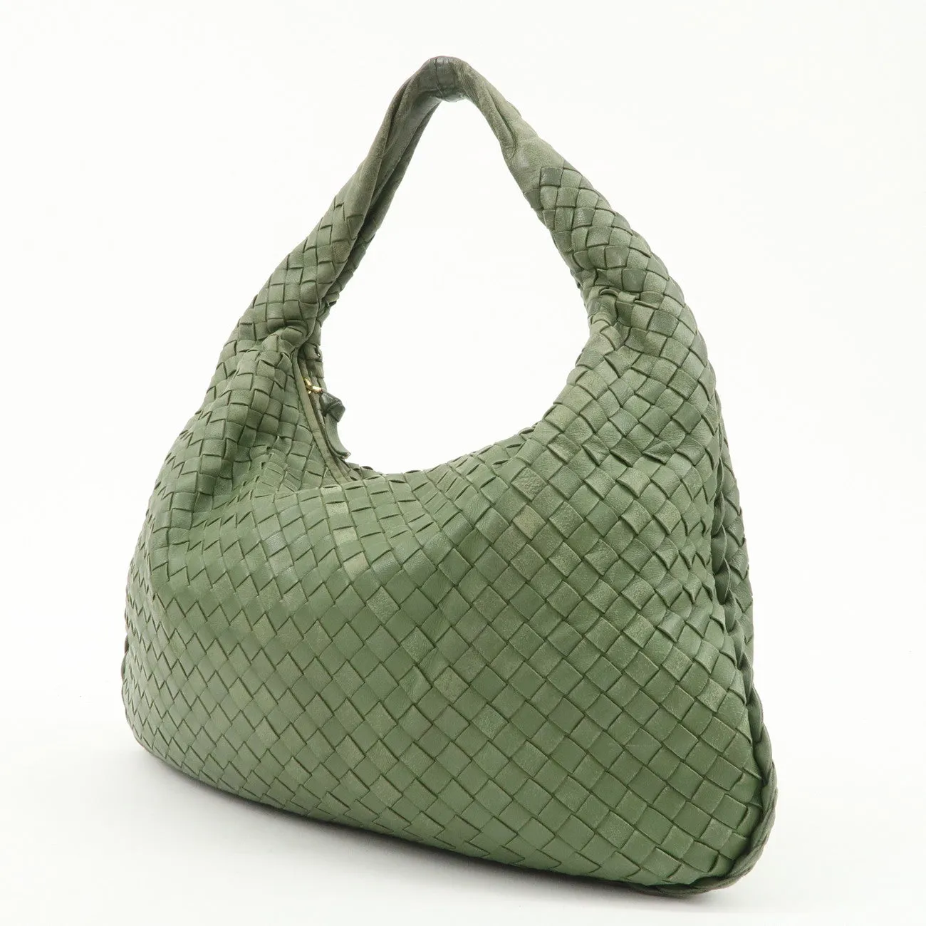 BOTTEGA VENETA Hobo Intrecciato Leather Shoulder Bag Breen 115653