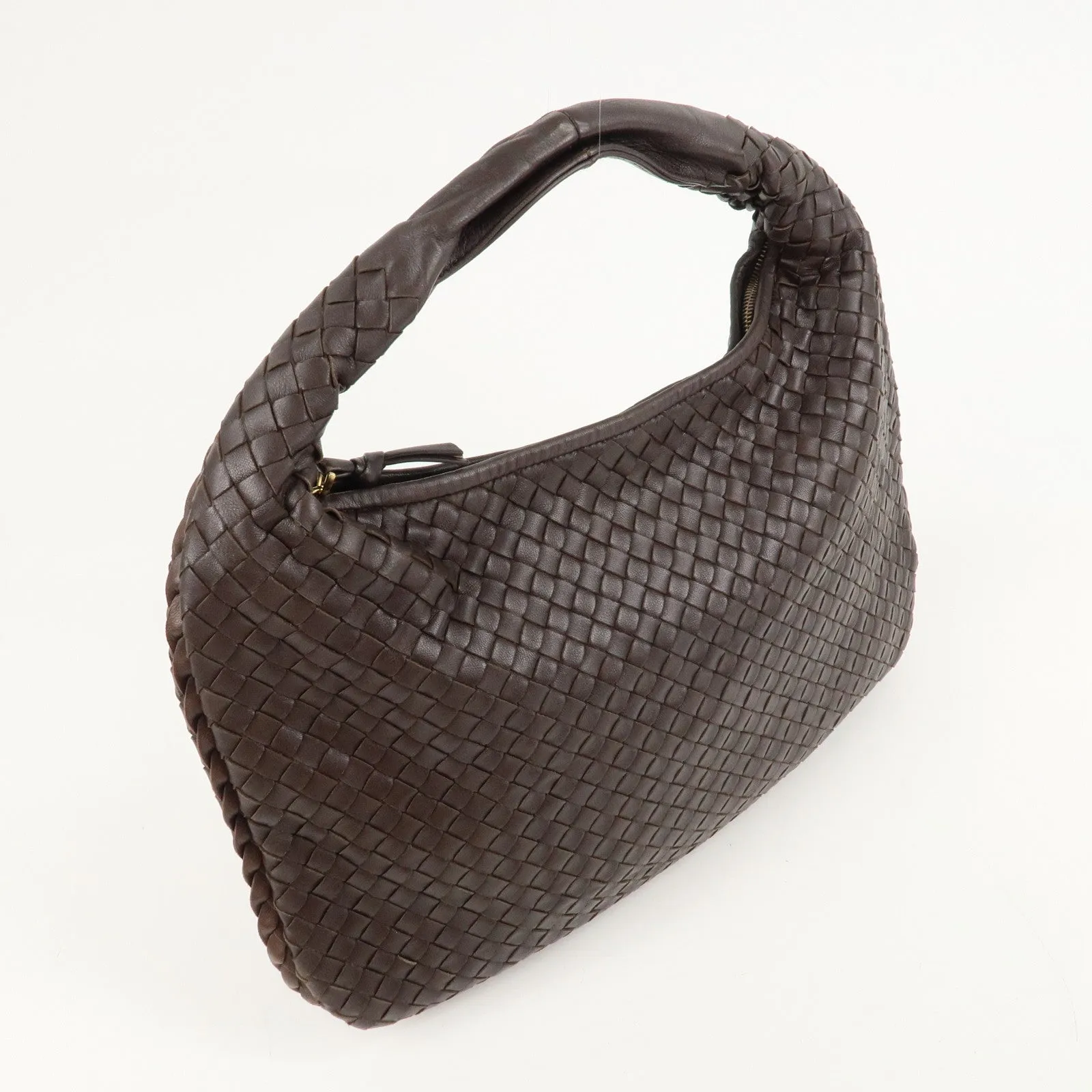 BOTTEGA VENETA Hobo Intrecciato Leather Shoulder Bag Brown 115653