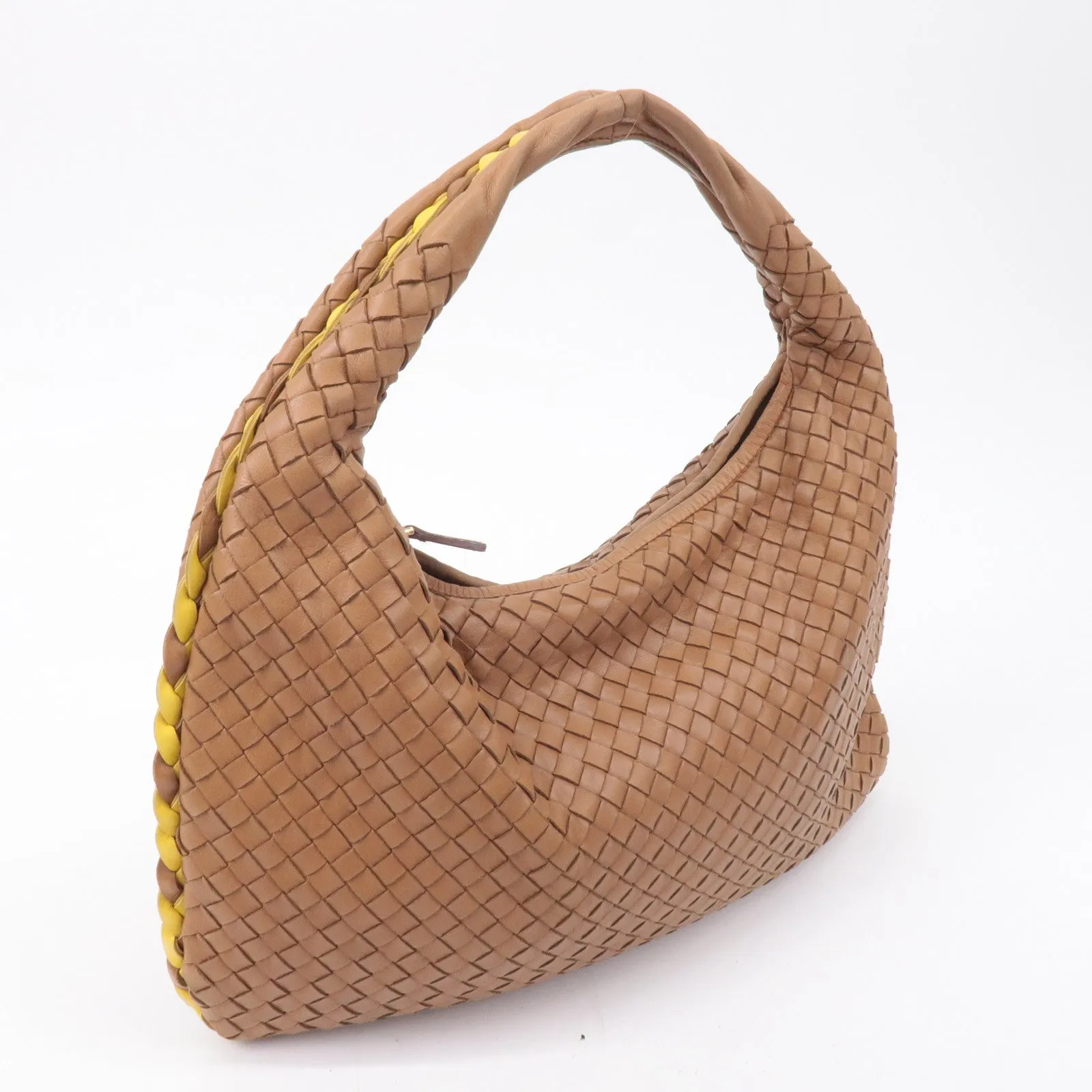 BOTTEGA VENETA Hobo Intrecciato Leather Shoulder Bag Brown 115653