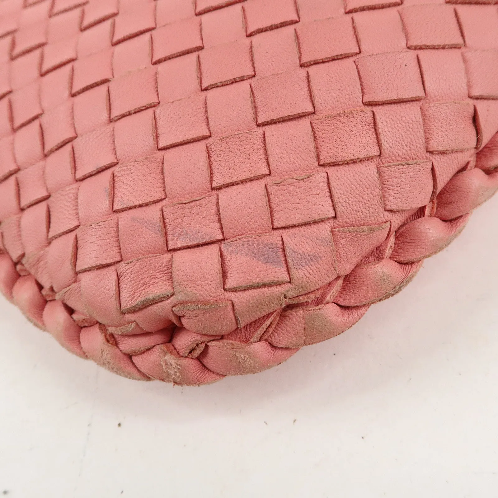 BOTTEGA VENETA Hobo Intrecciato Leather Shoulder Bag Pink 115653