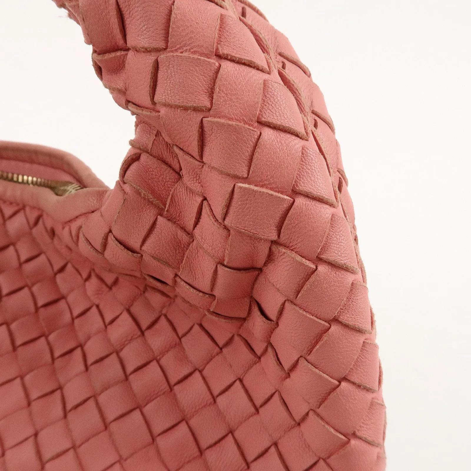 BOTTEGA VENETA Hobo Intrecciato Leather Shoulder Bag Pink 115653