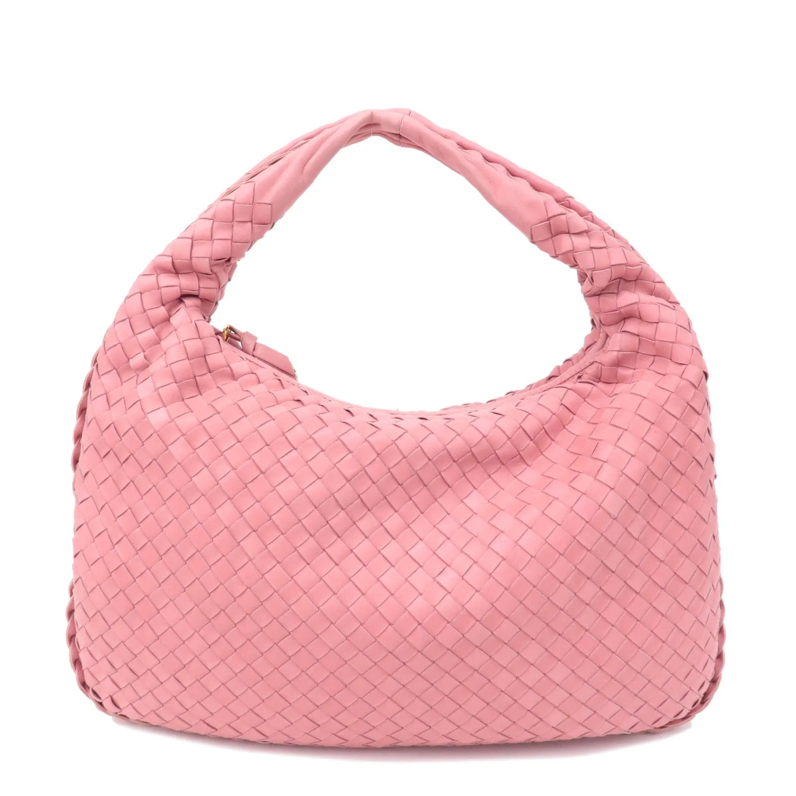 BOTTEGA VENETA Hobo Intrecciato Leather Shoulder Bag Pink 115653