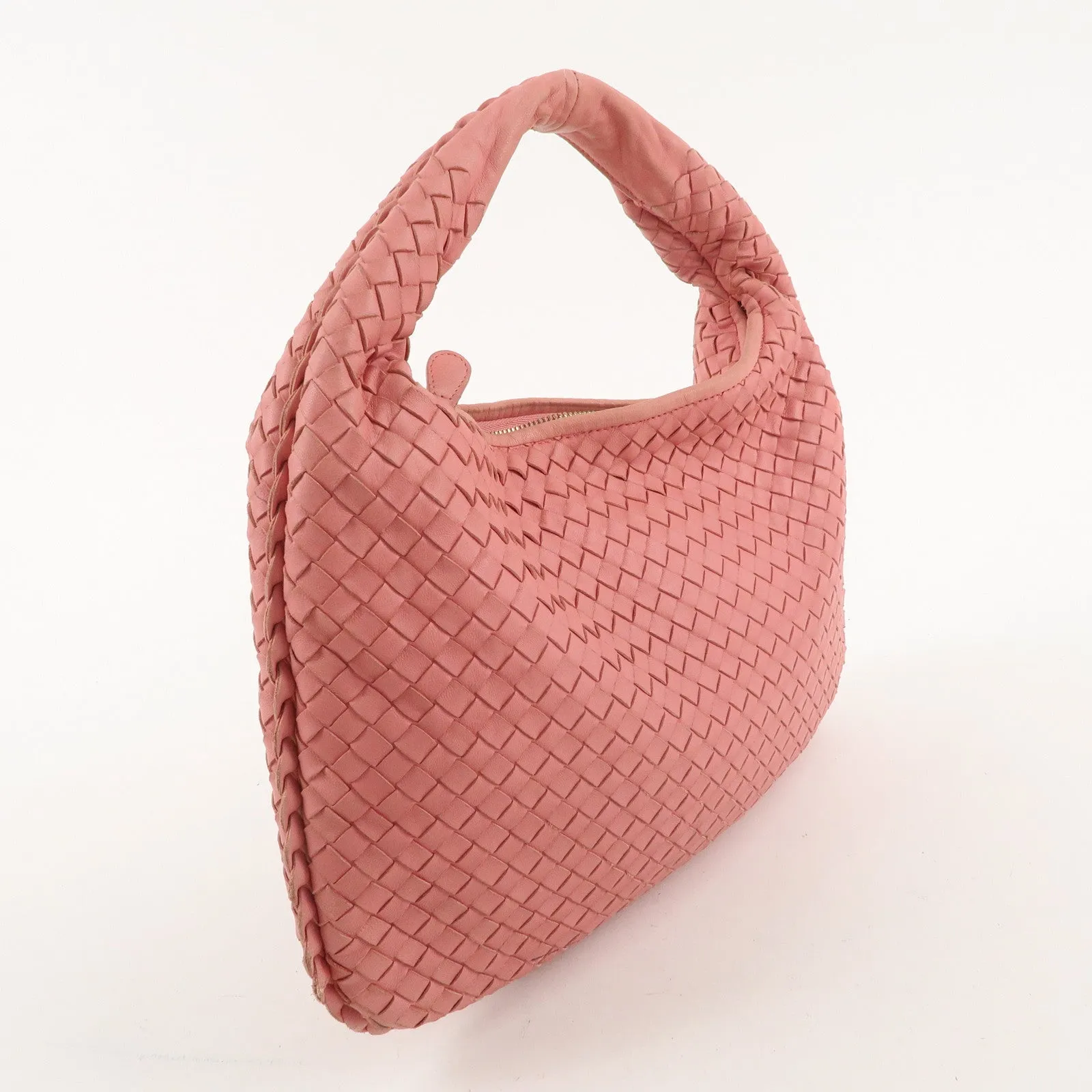 BOTTEGA VENETA Hobo Intrecciato Leather Shoulder Bag Pink 115653