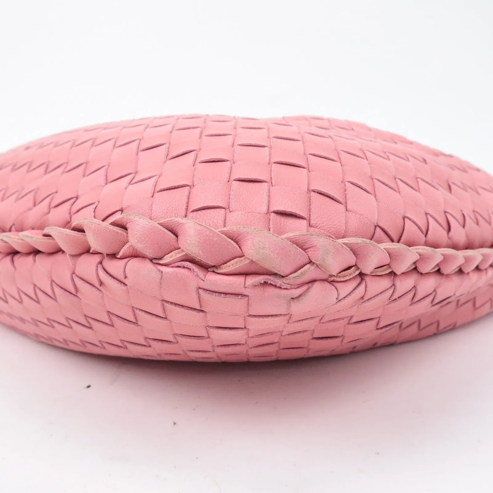 BOTTEGA VENETA Hobo Intrecciato Leather Shoulder Bag Pink 115653