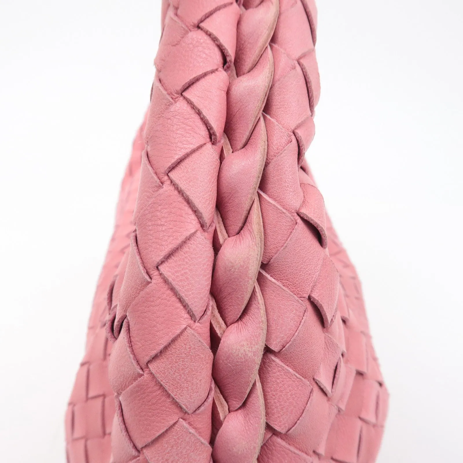 BOTTEGA VENETA Hobo Intrecciato Leather Shoulder Bag Pink 115653