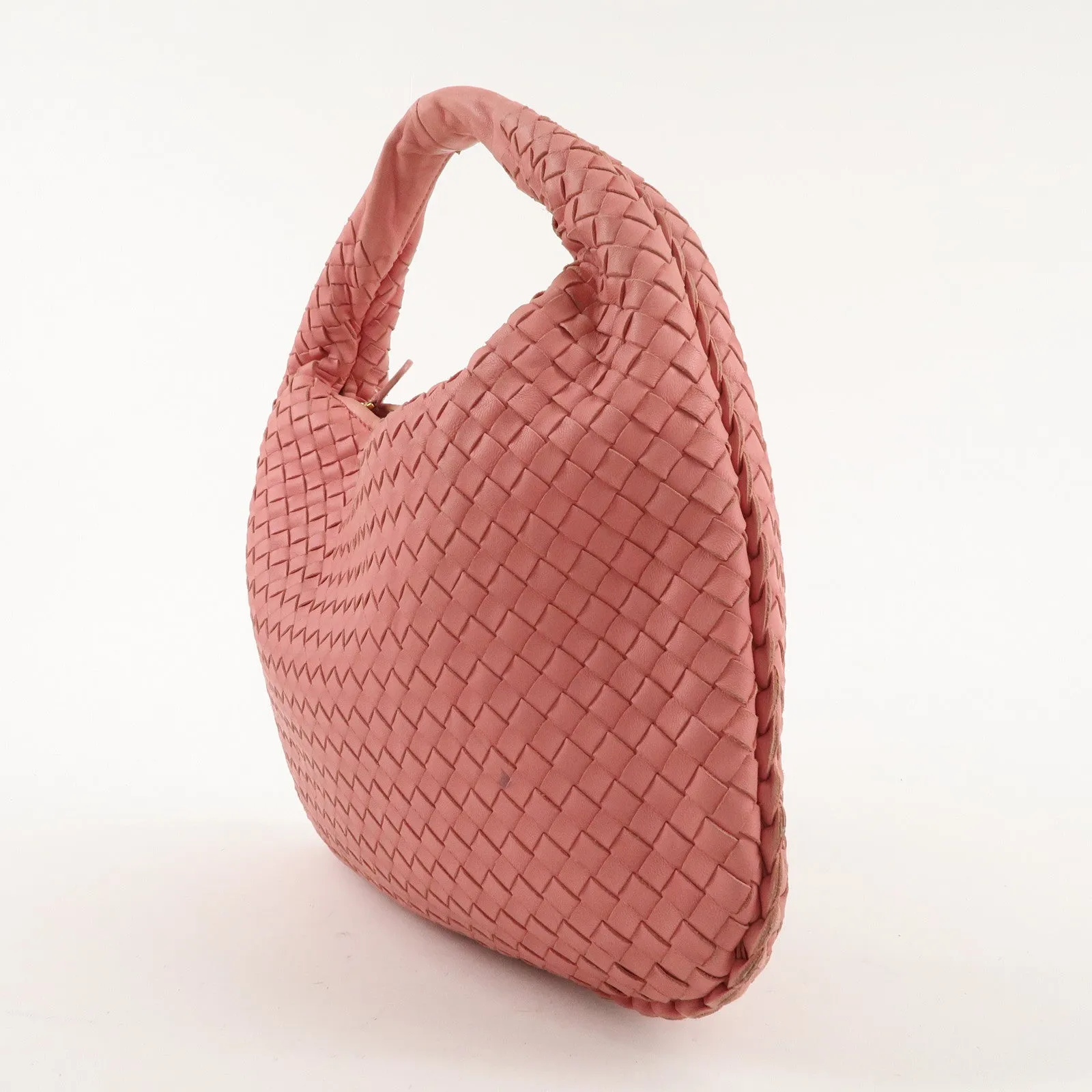 BOTTEGA VENETA Hobo Intrecciato Leather Shoulder Bag Pink 115653