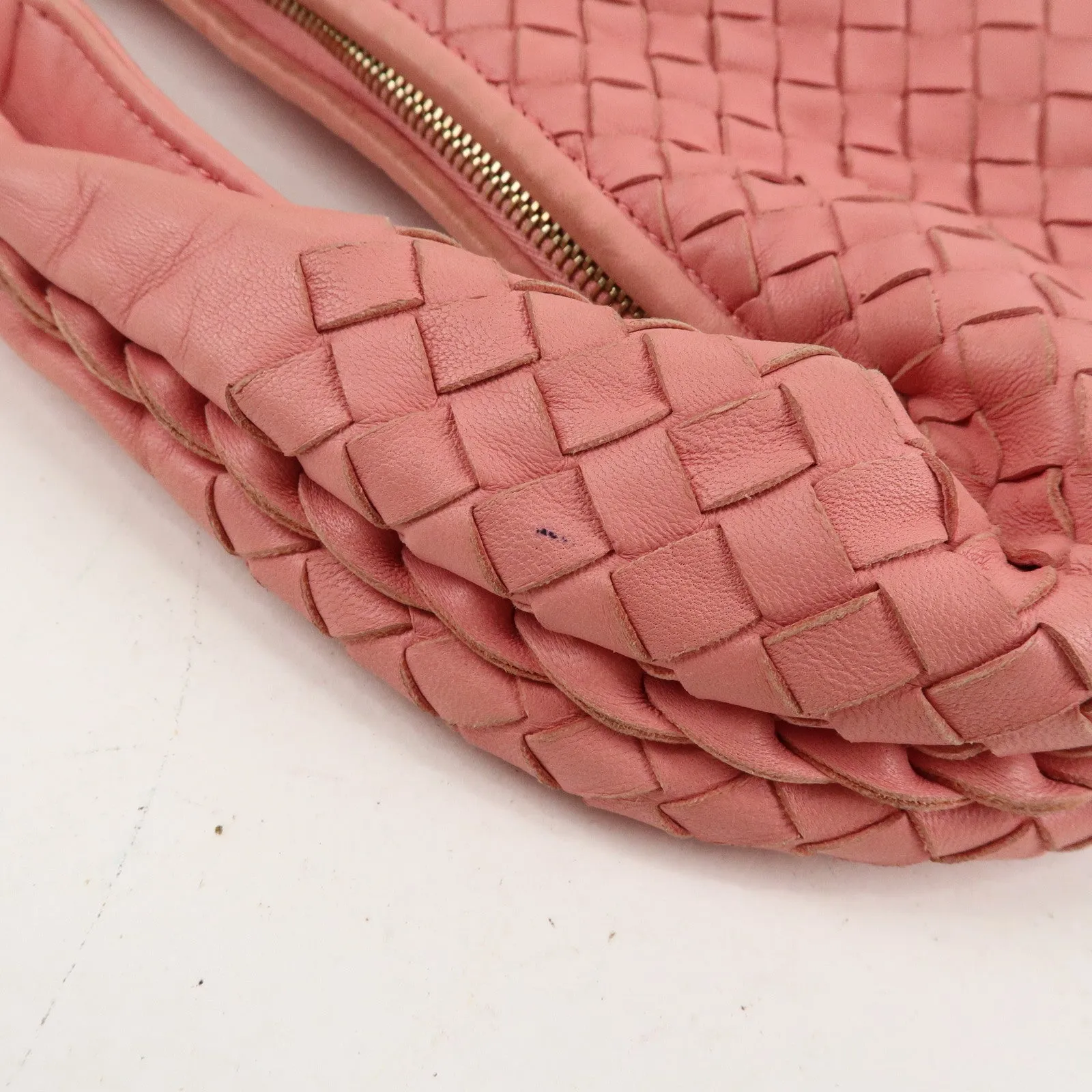 BOTTEGA VENETA Hobo Intrecciato Leather Shoulder Bag Pink 115653