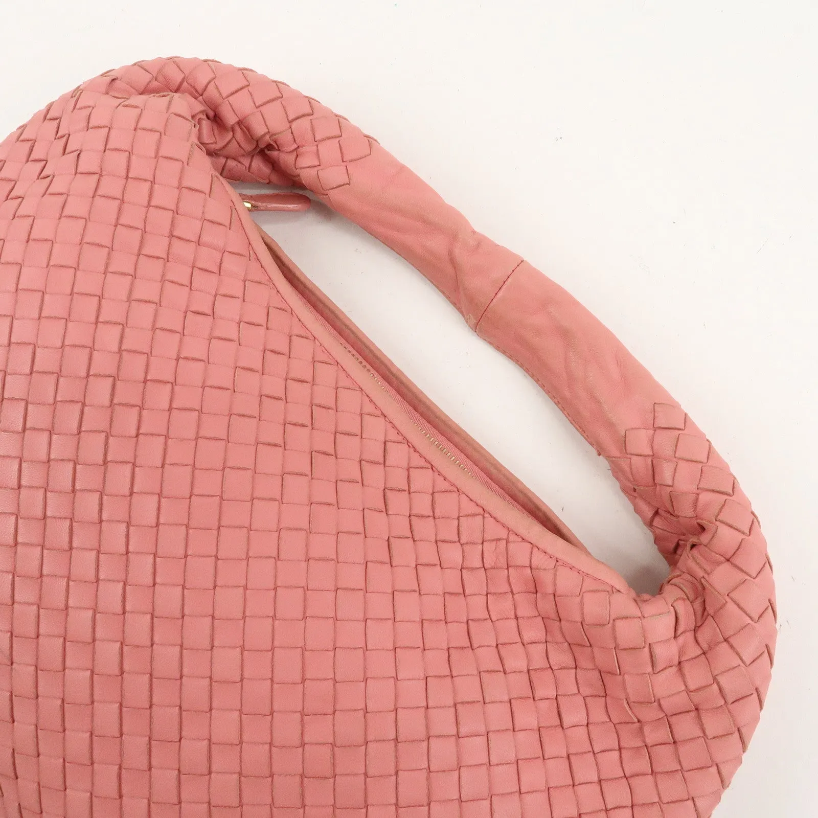 BOTTEGA VENETA Hobo Intrecciato Leather Shoulder Bag Pink 115653