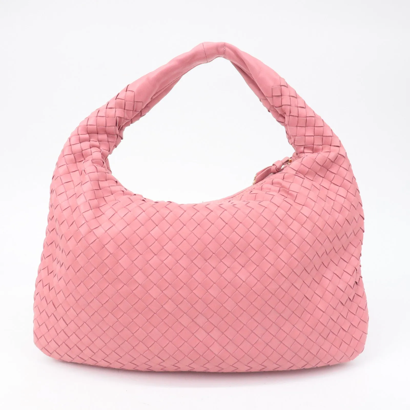 BOTTEGA VENETA Hobo Intrecciato Leather Shoulder Bag Pink 115653