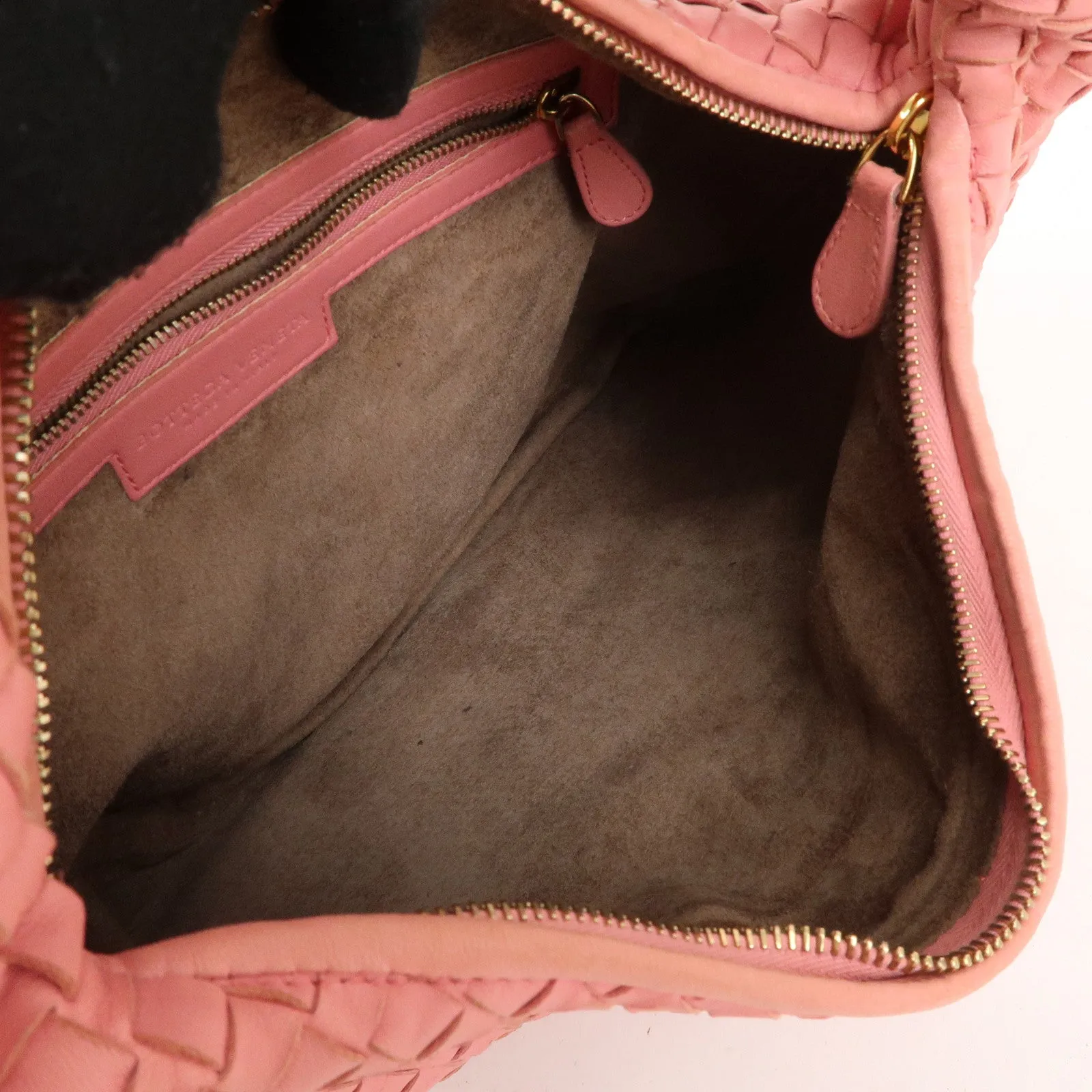 BOTTEGA VENETA Hobo Intrecciato Leather Shoulder Bag Pink 115653