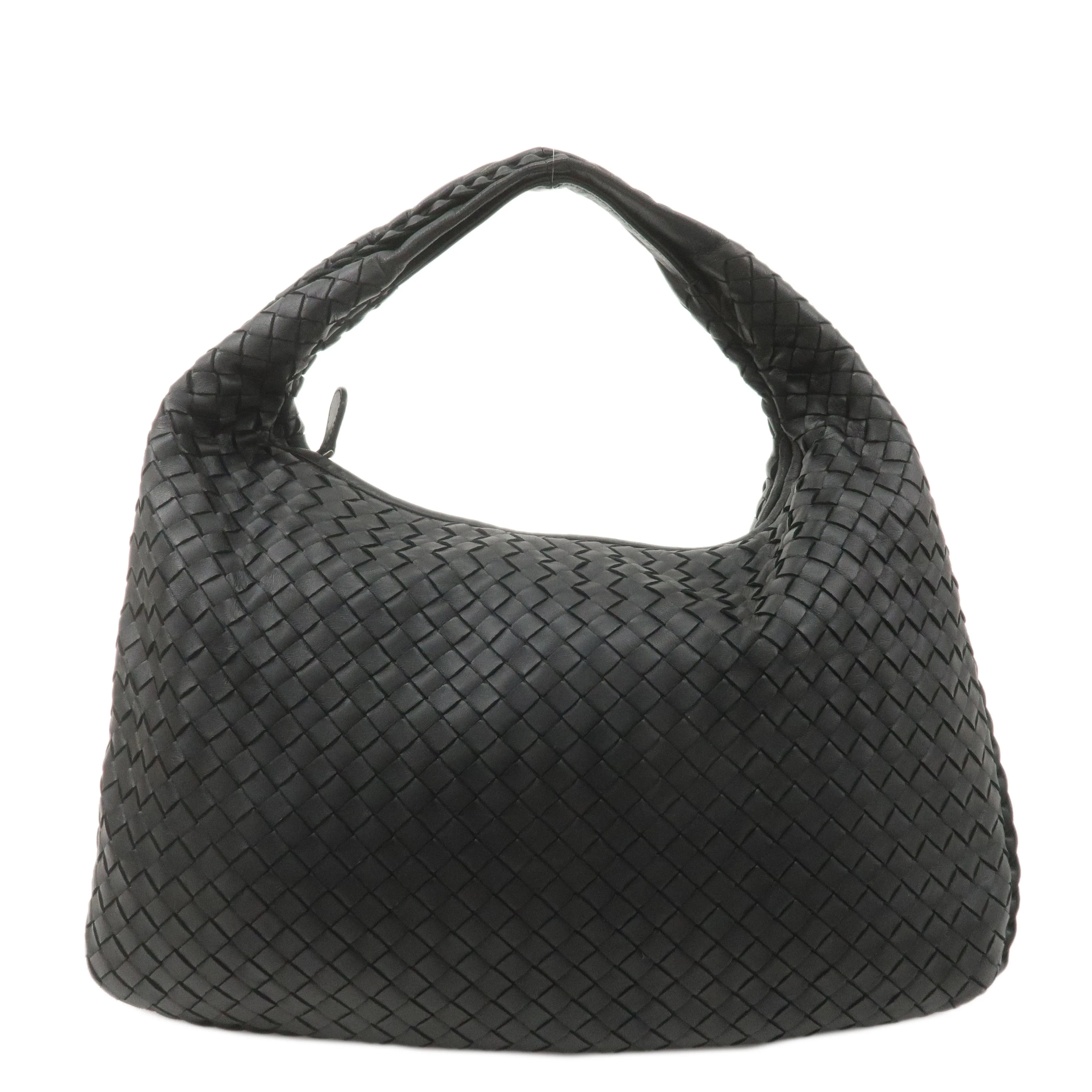 BOTTEGA VENETA Intrecciato Hobo Leather Shoulder Bag Black 115653