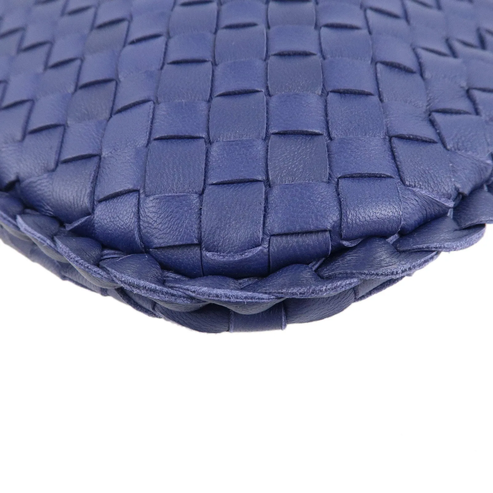 BOTTEGA VENETA Intrecciato Hobo Leather Shoulder Bag Blue 115654