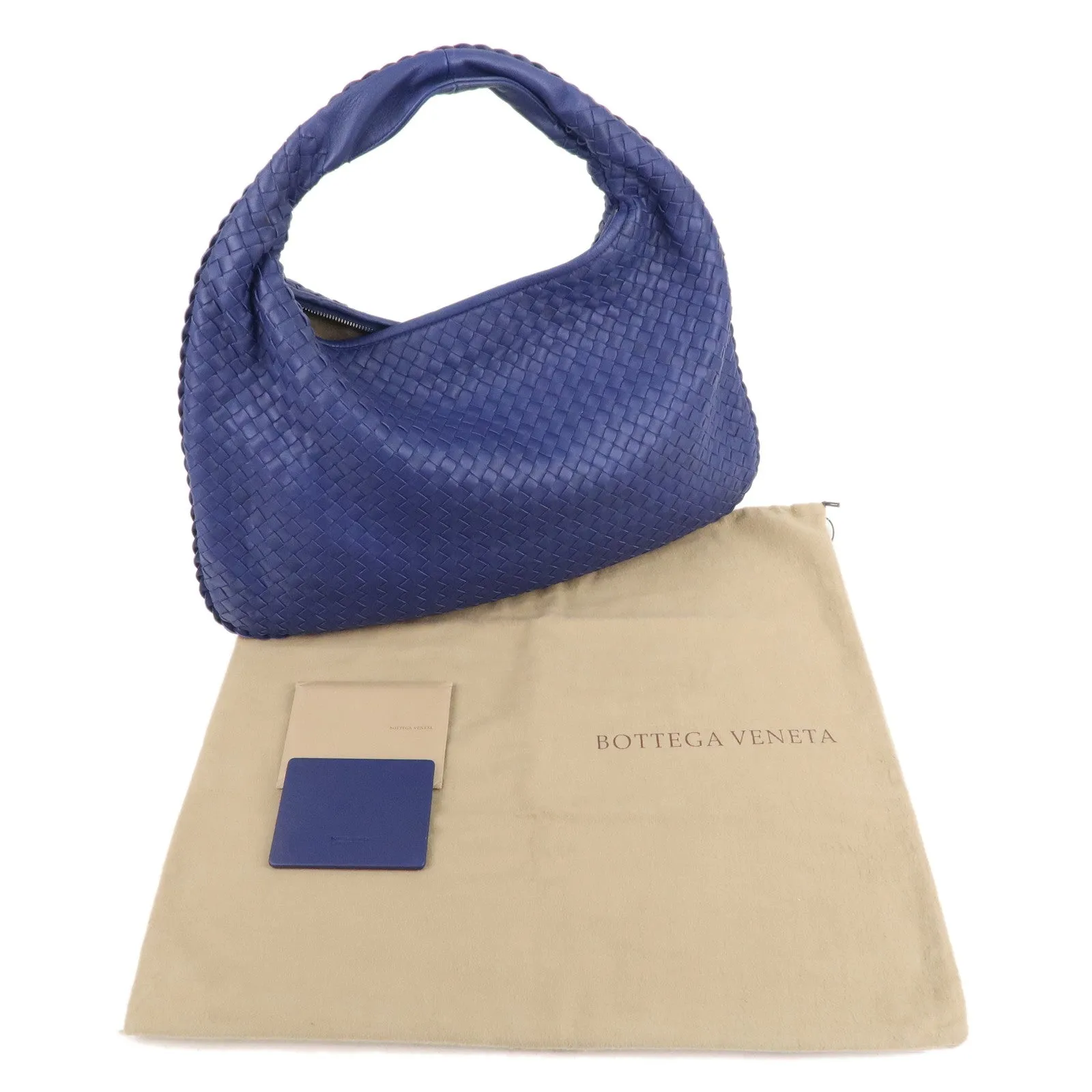 BOTTEGA VENETA Intrecciato Hobo Leather Shoulder Bag Blue 115654