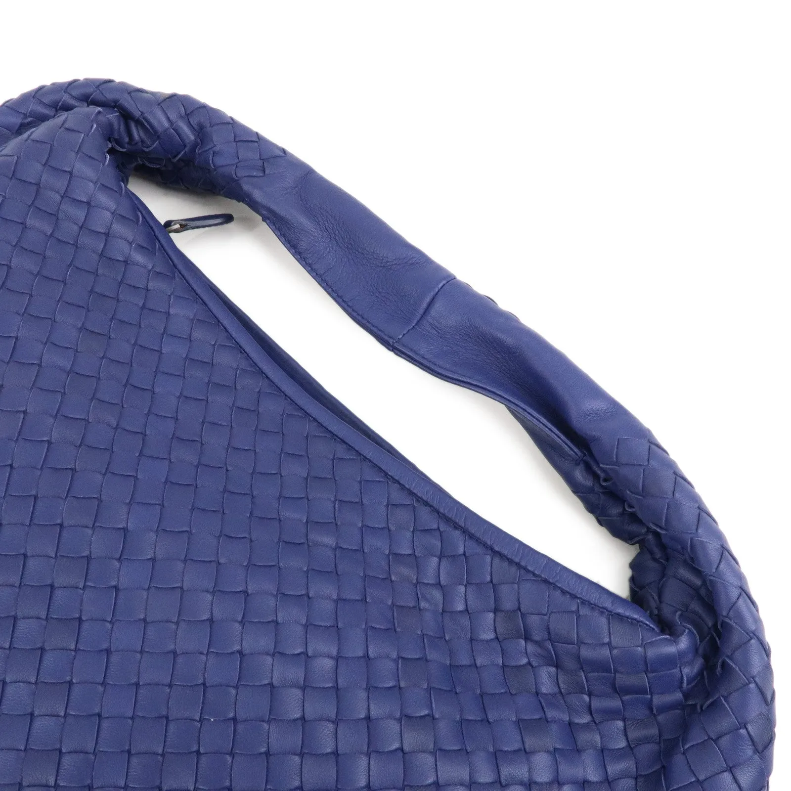 BOTTEGA VENETA Intrecciato Hobo Leather Shoulder Bag Blue 115654