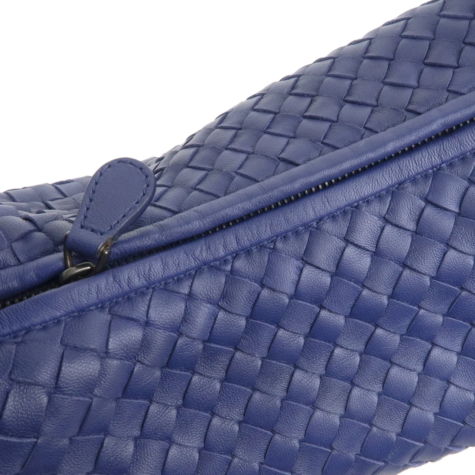 BOTTEGA VENETA Intrecciato Hobo Leather Shoulder Bag Blue 115654