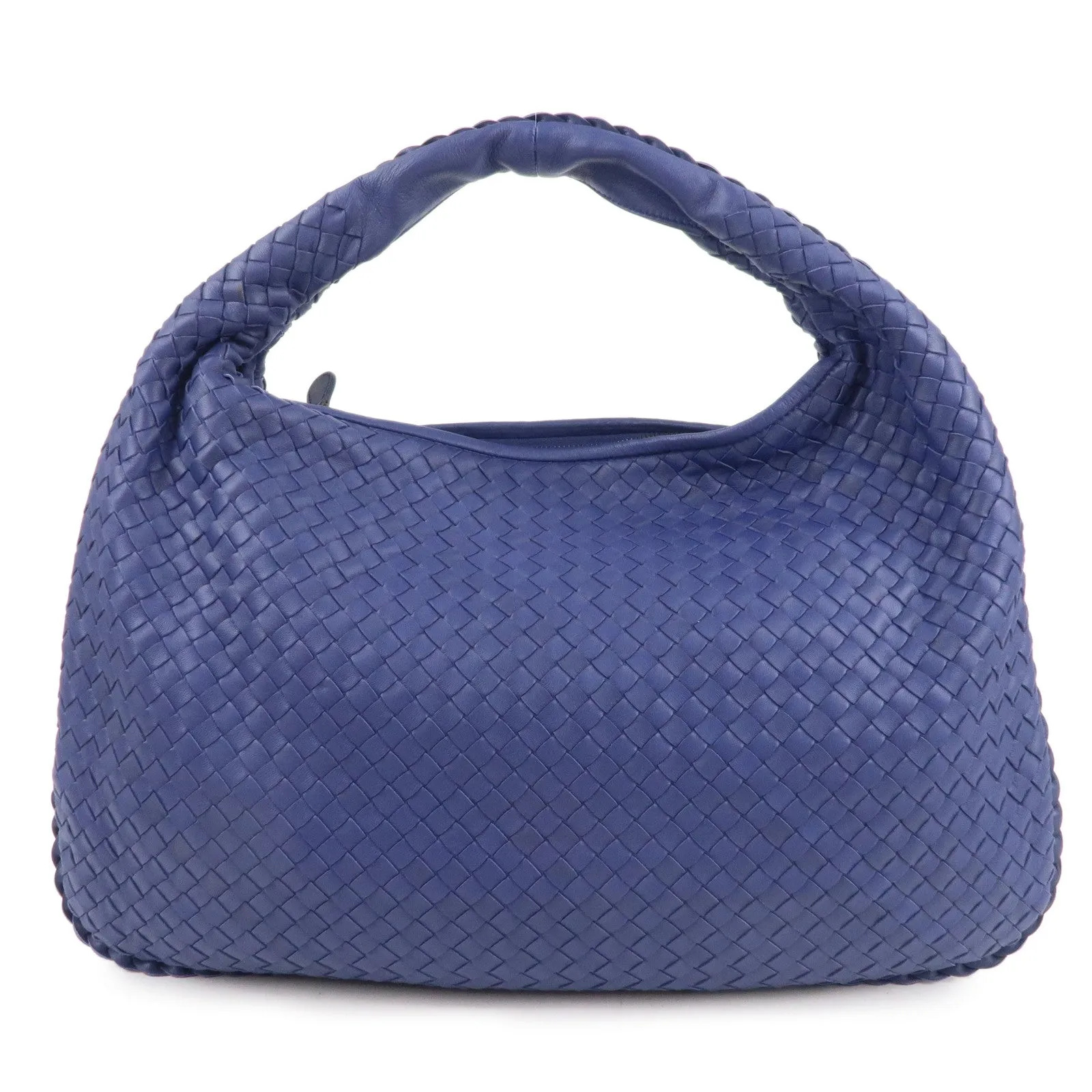 BOTTEGA VENETA Intrecciato Hobo Leather Shoulder Bag Blue 115654