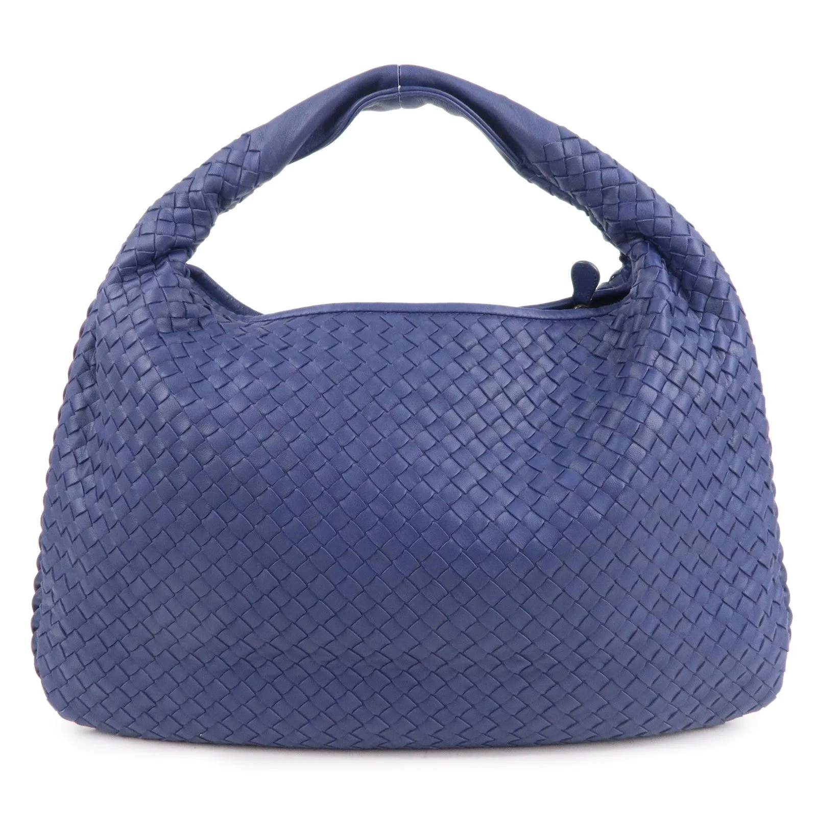 BOTTEGA VENETA Intrecciato Hobo Leather Shoulder Bag Blue 115654