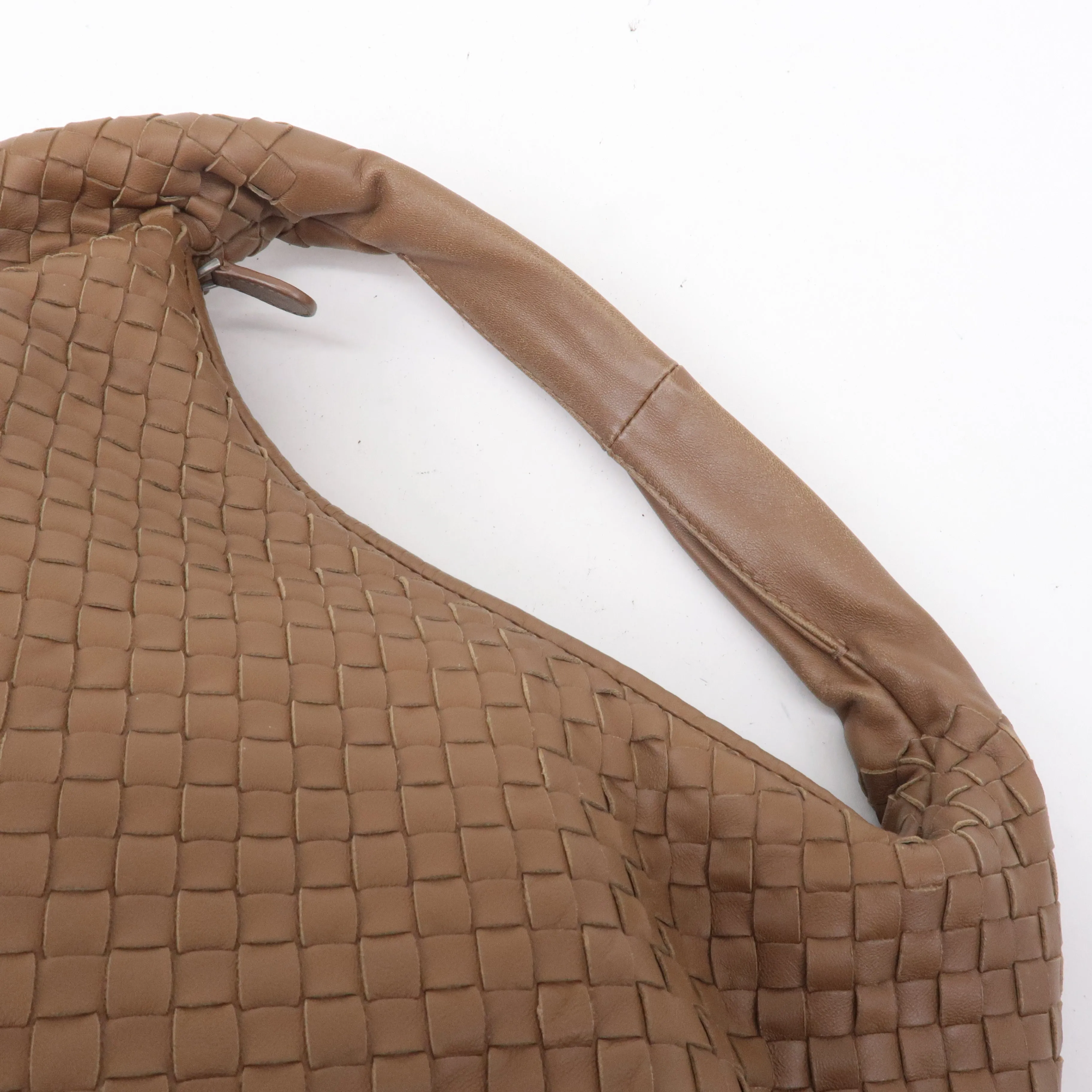 BOTTEGA VENETA Intrecciato Hobo Leather Shoulder Bag Brown 232499