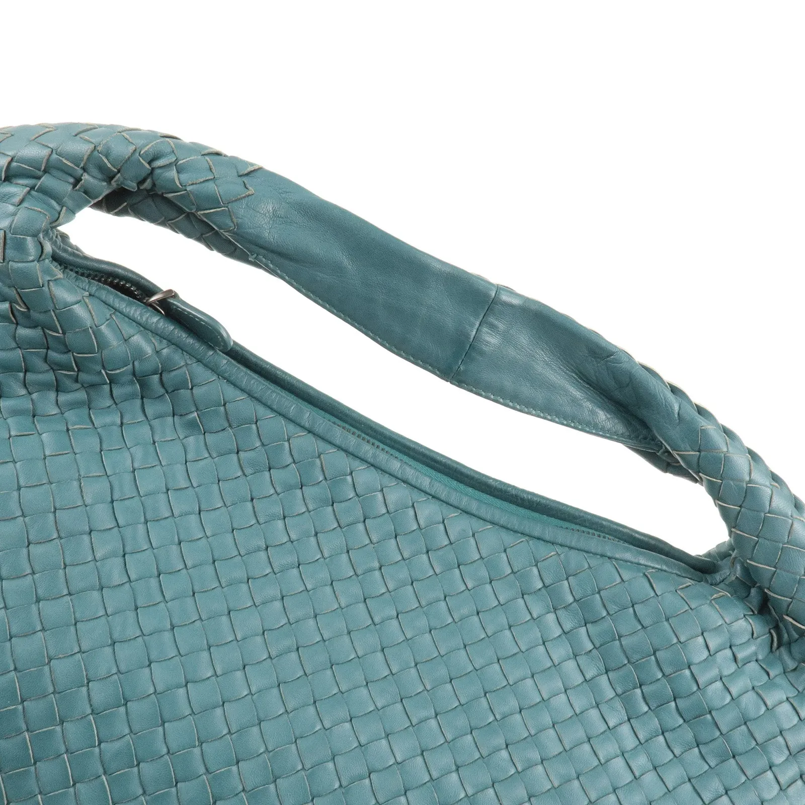 BOTTEGA VENETA Intrecciato Hobo Leather Shoulder Bag Green 115654