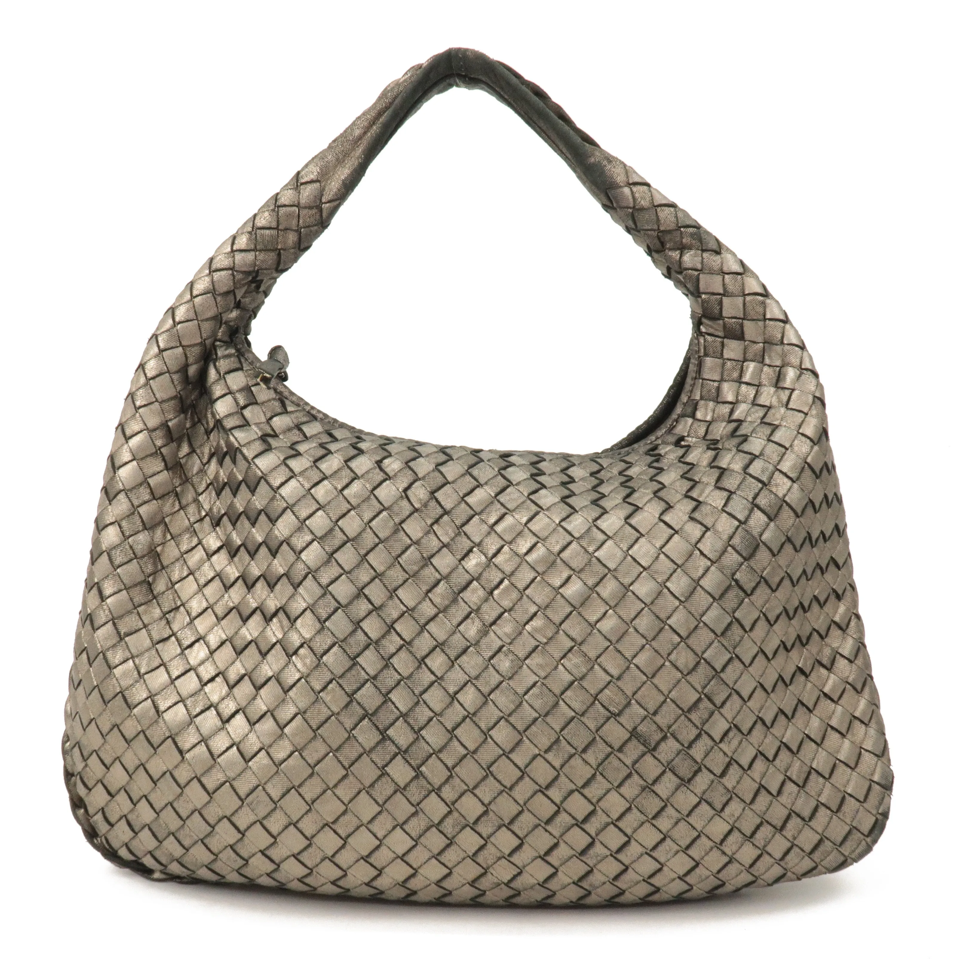 BOTTEGA VENETA Intrecciato Hobo Leather Shoulder Bag Sliver 115653