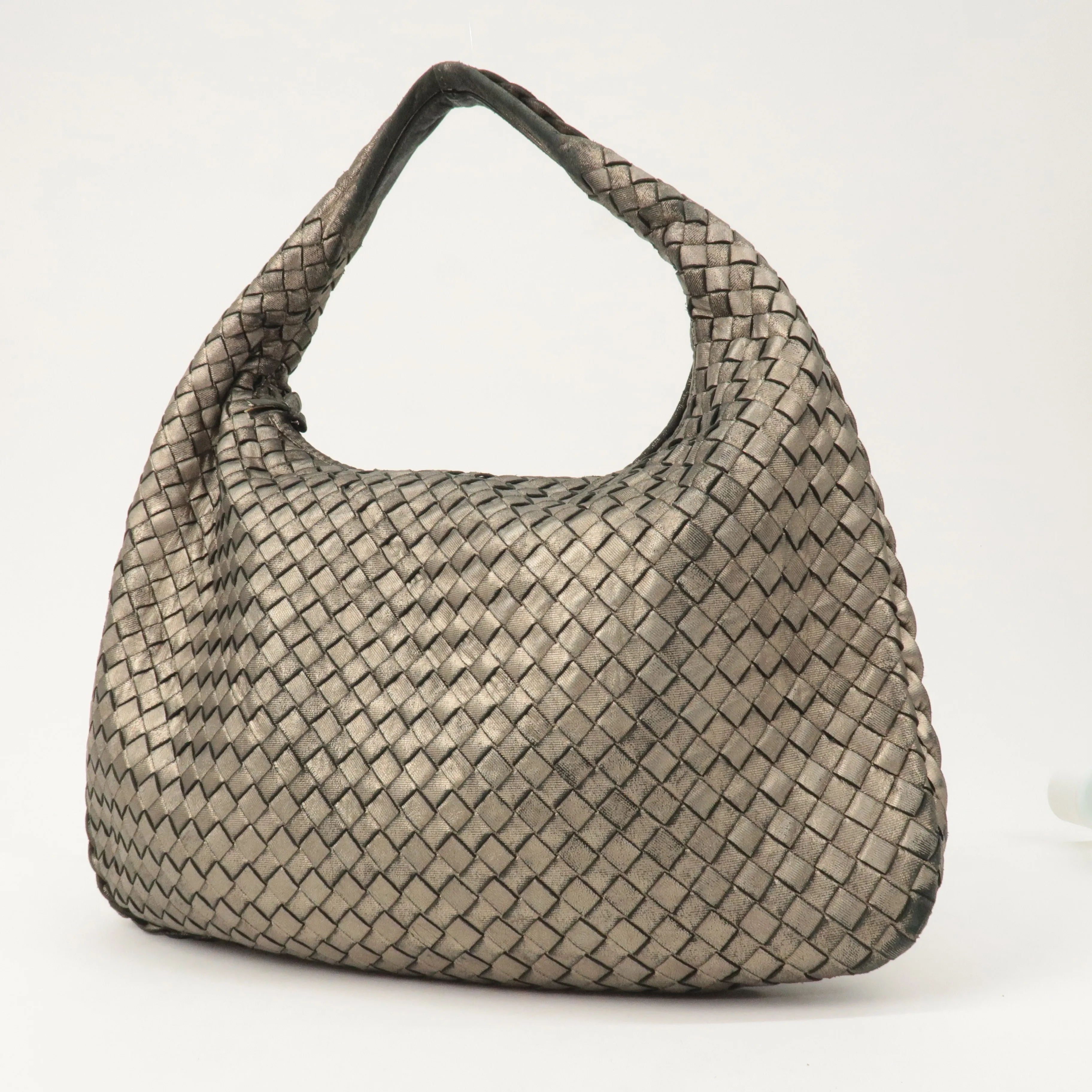 BOTTEGA VENETA Intrecciato Hobo Leather Shoulder Bag Sliver 115653