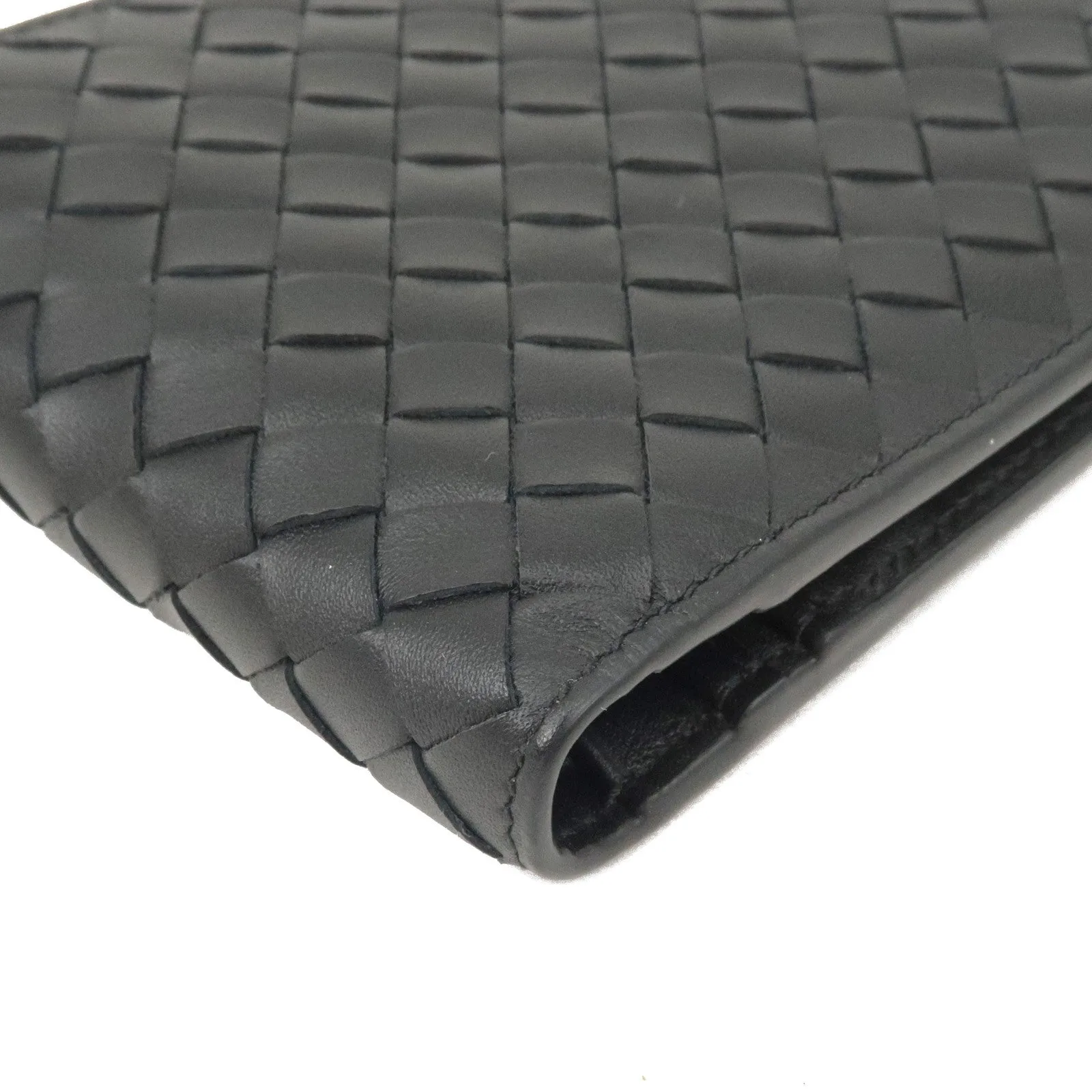 BOTTEGA VENETA Intrecciato Leather Bi Fold Wallet Black 193642