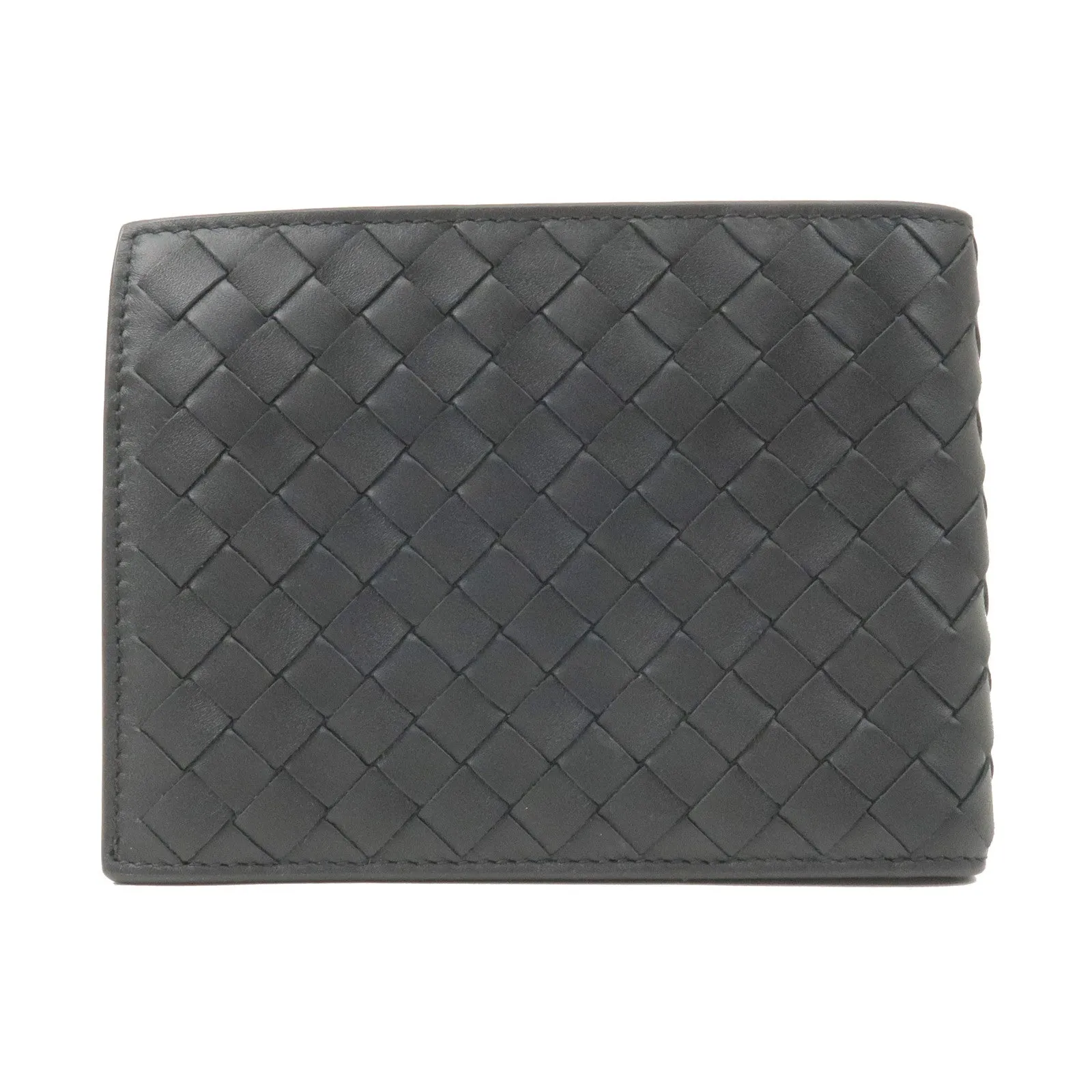 BOTTEGA VENETA Intrecciato Leather Bi Fold Wallet Black 193642