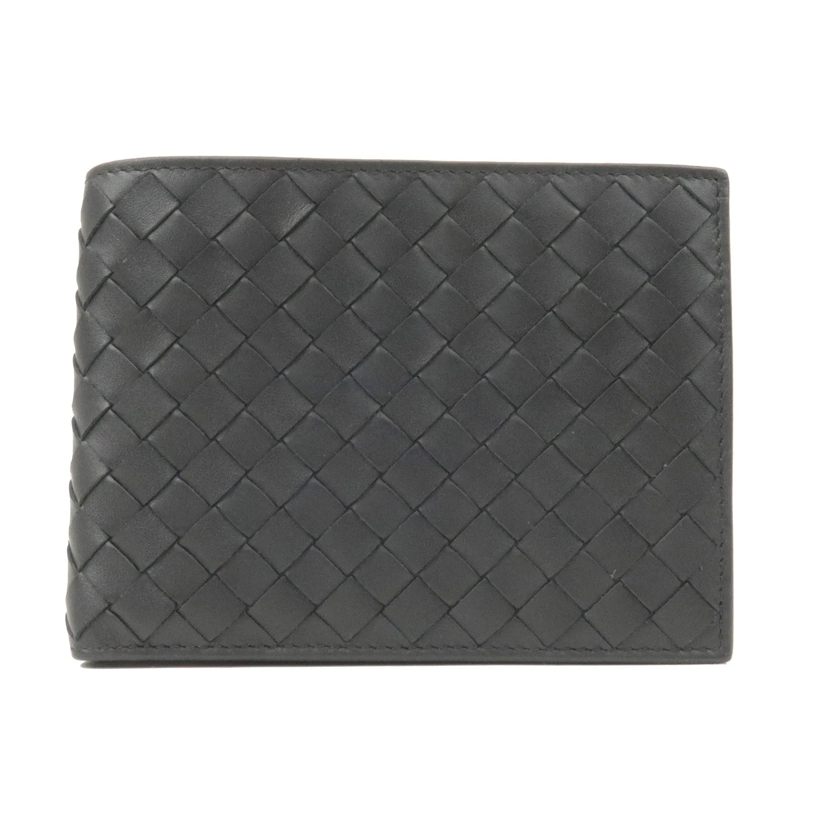 BOTTEGA VENETA Intrecciato Leather Bi Fold Wallet Black 193642