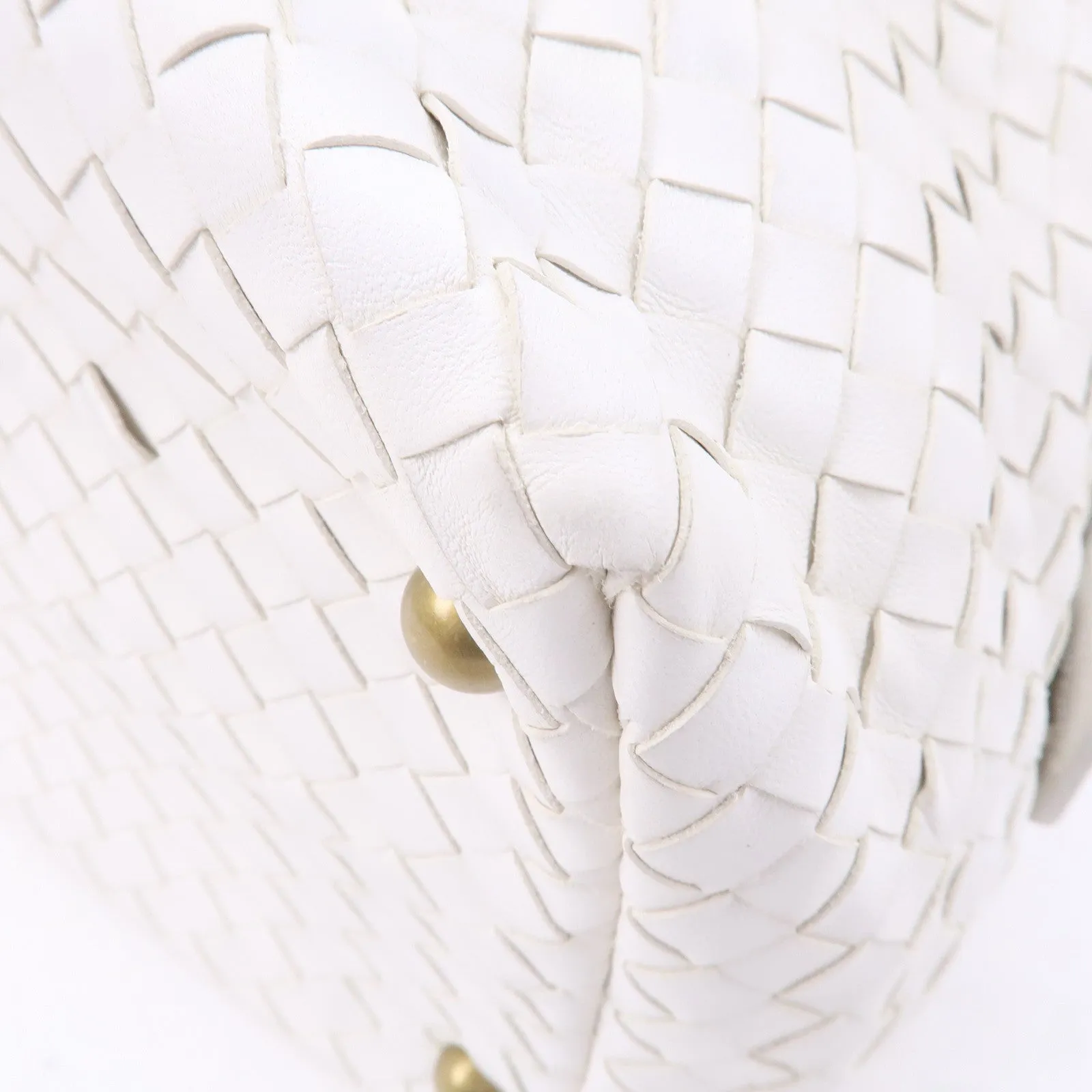 BOTTEGA VENETA Intrecciato Leather Boston Bag White 173398