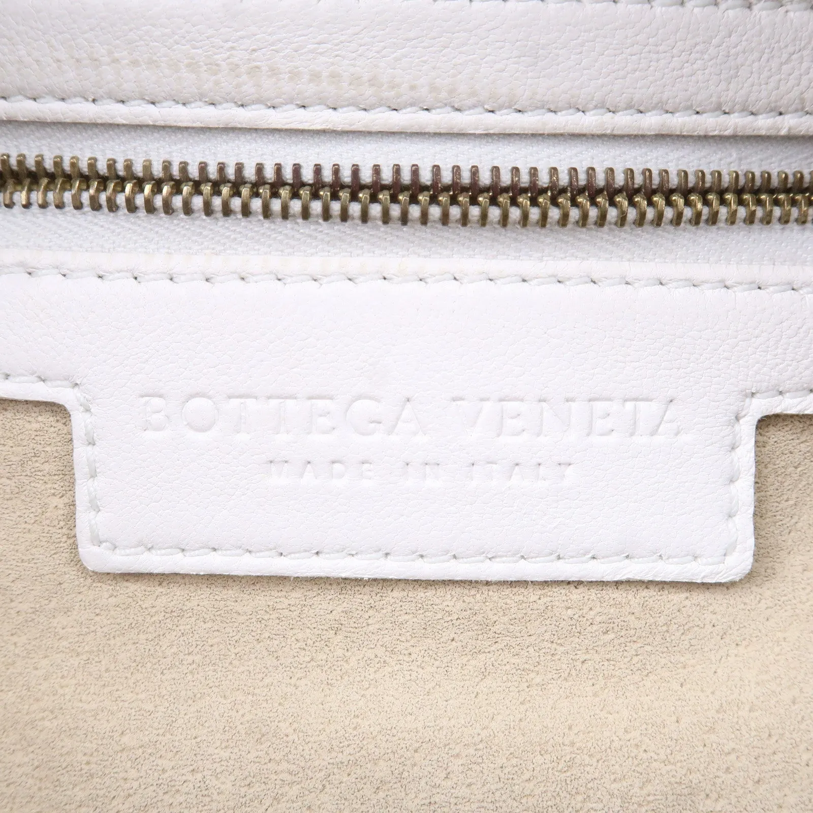 BOTTEGA VENETA Intrecciato Leather Boston Bag White 173398