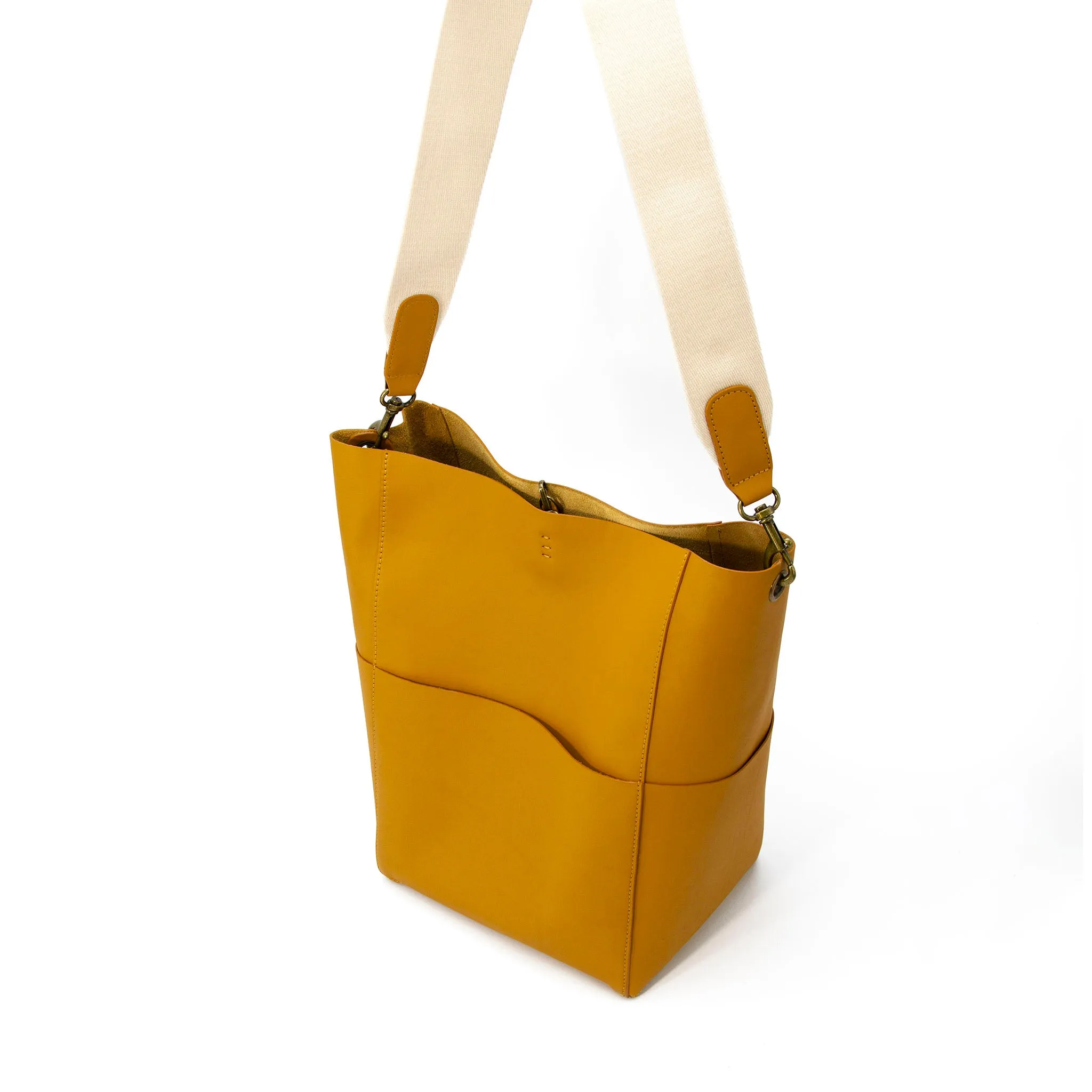 canvas strap Large capacity tote leather bag-i7bags