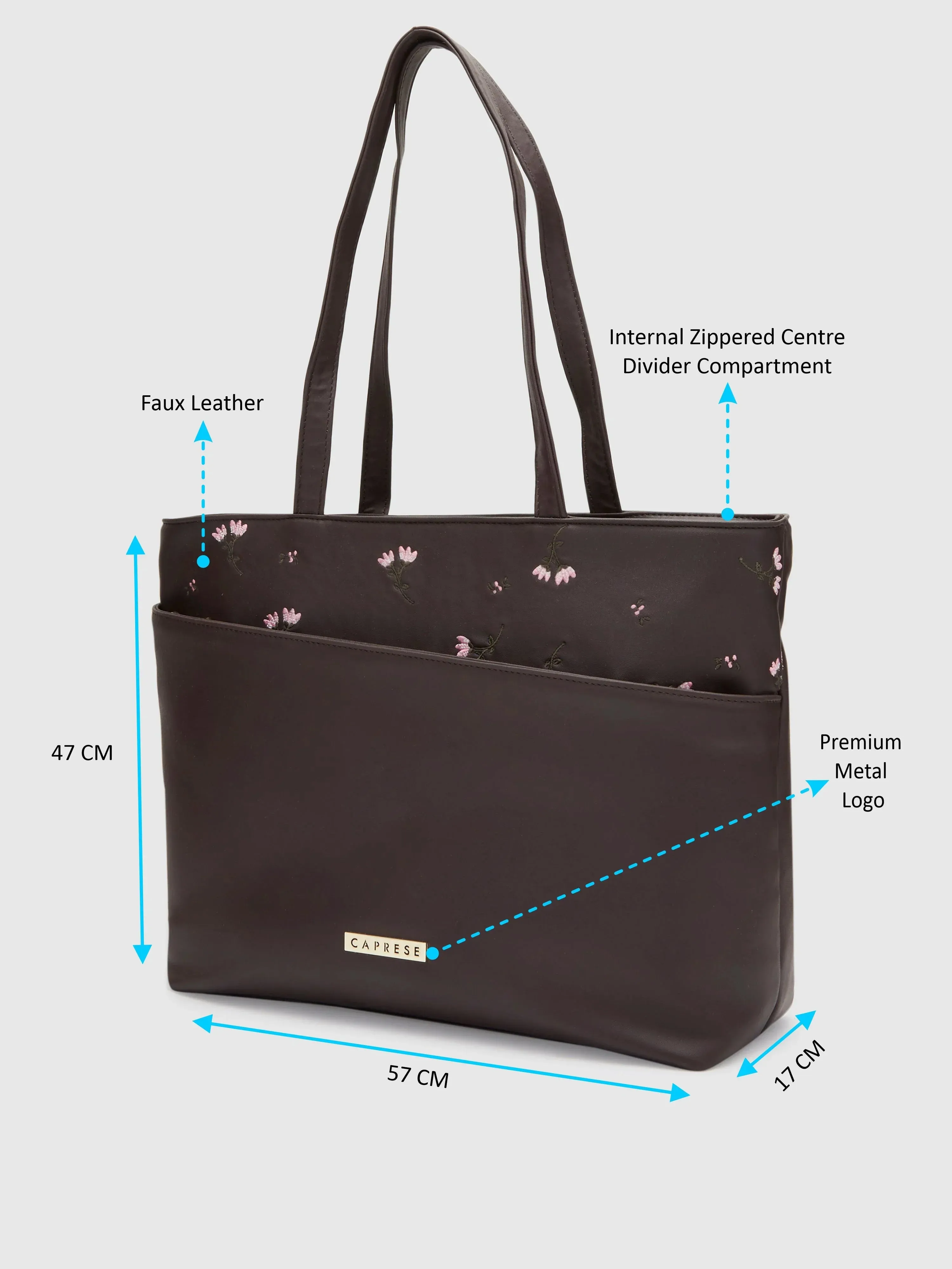 Caprese Adah Tote Large Chocolate Brown