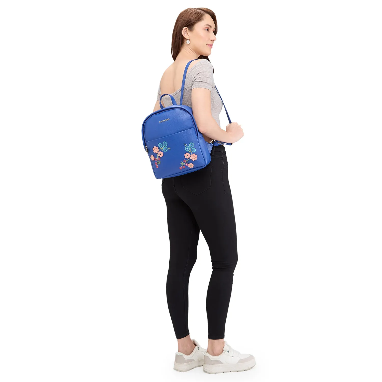 Caprese Erica Fashion Backpack Embroidered Medium Blue