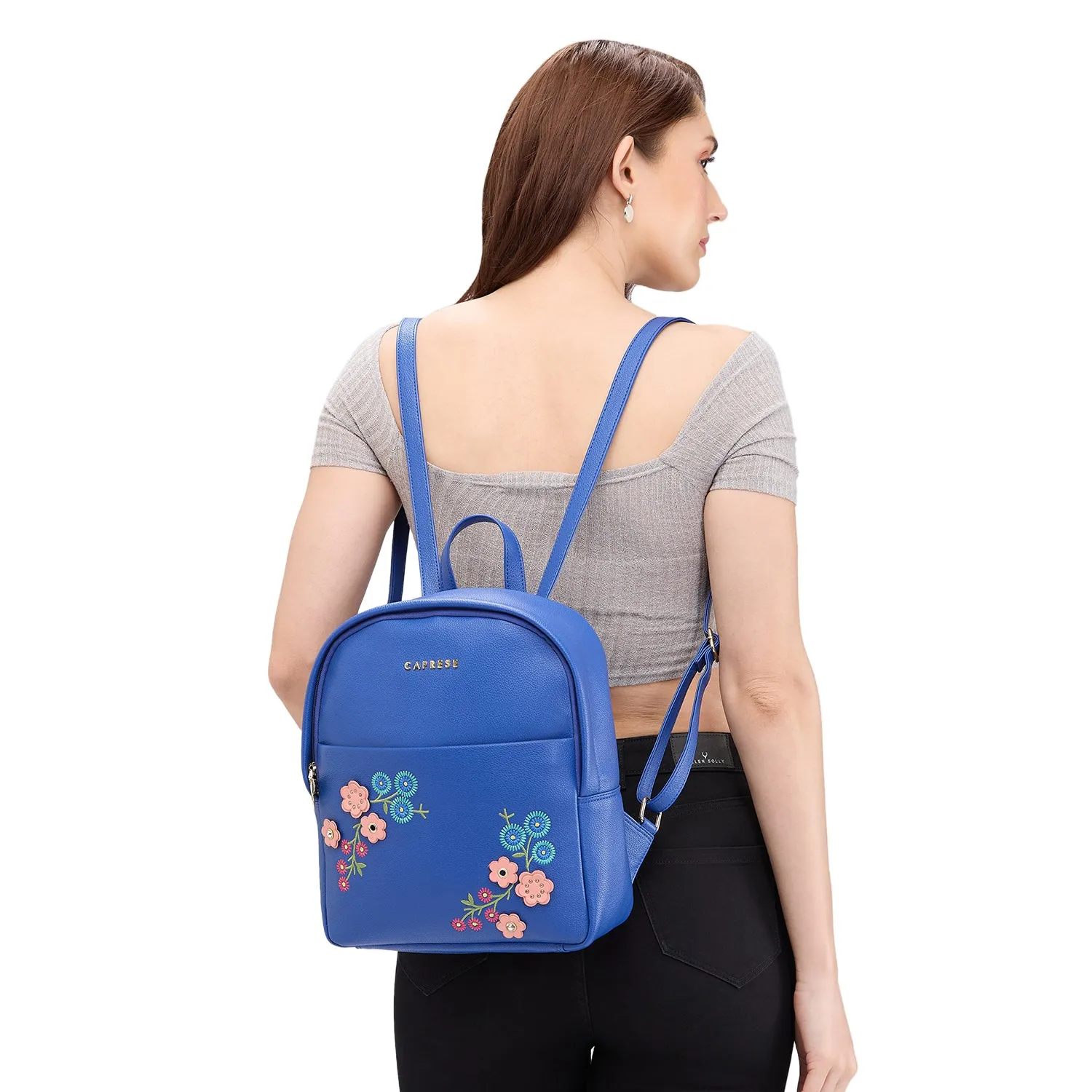 Caprese Erica Fashion Backpack Embroidered Medium Blue