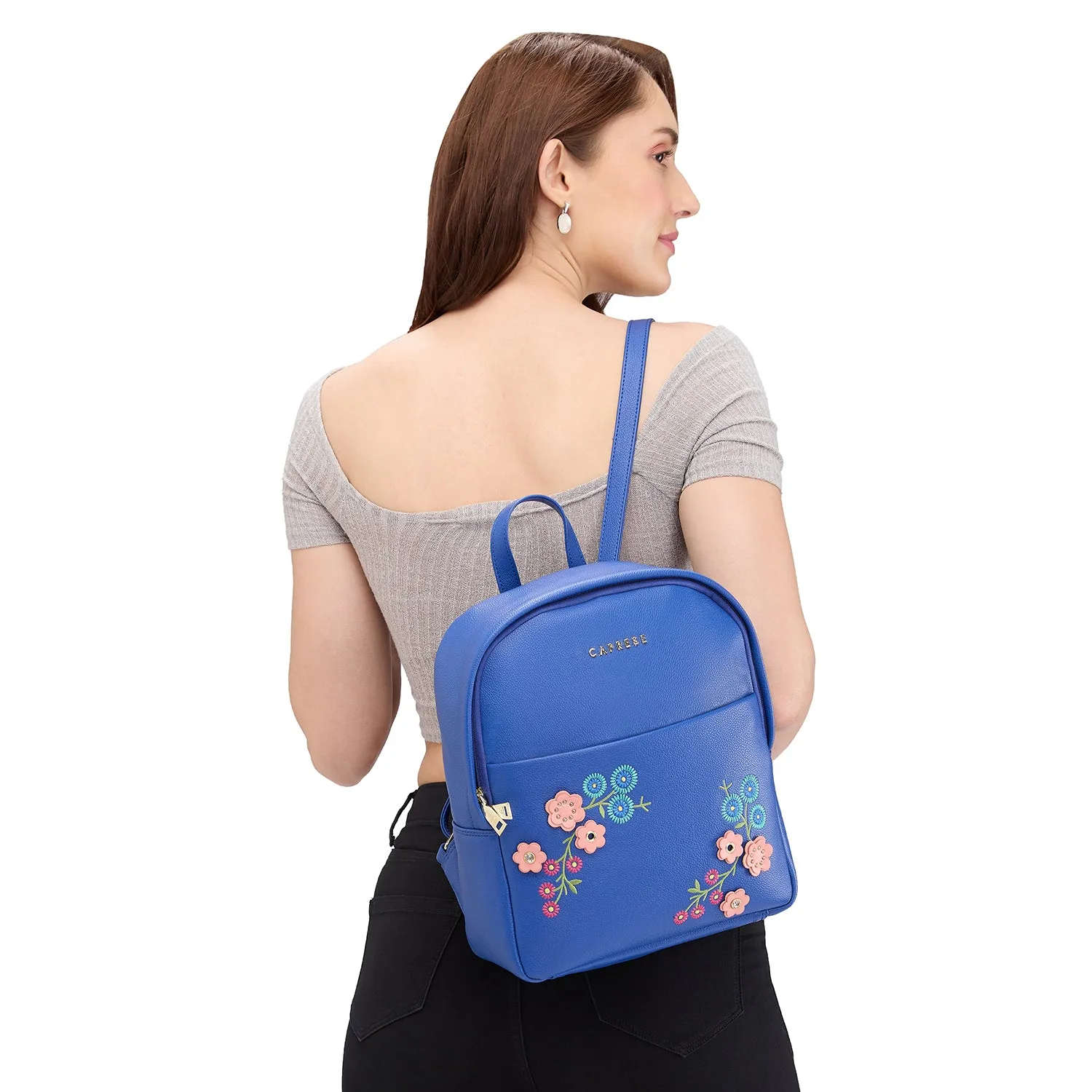 Caprese Erica Fashion Backpack Embroidered Medium Blue