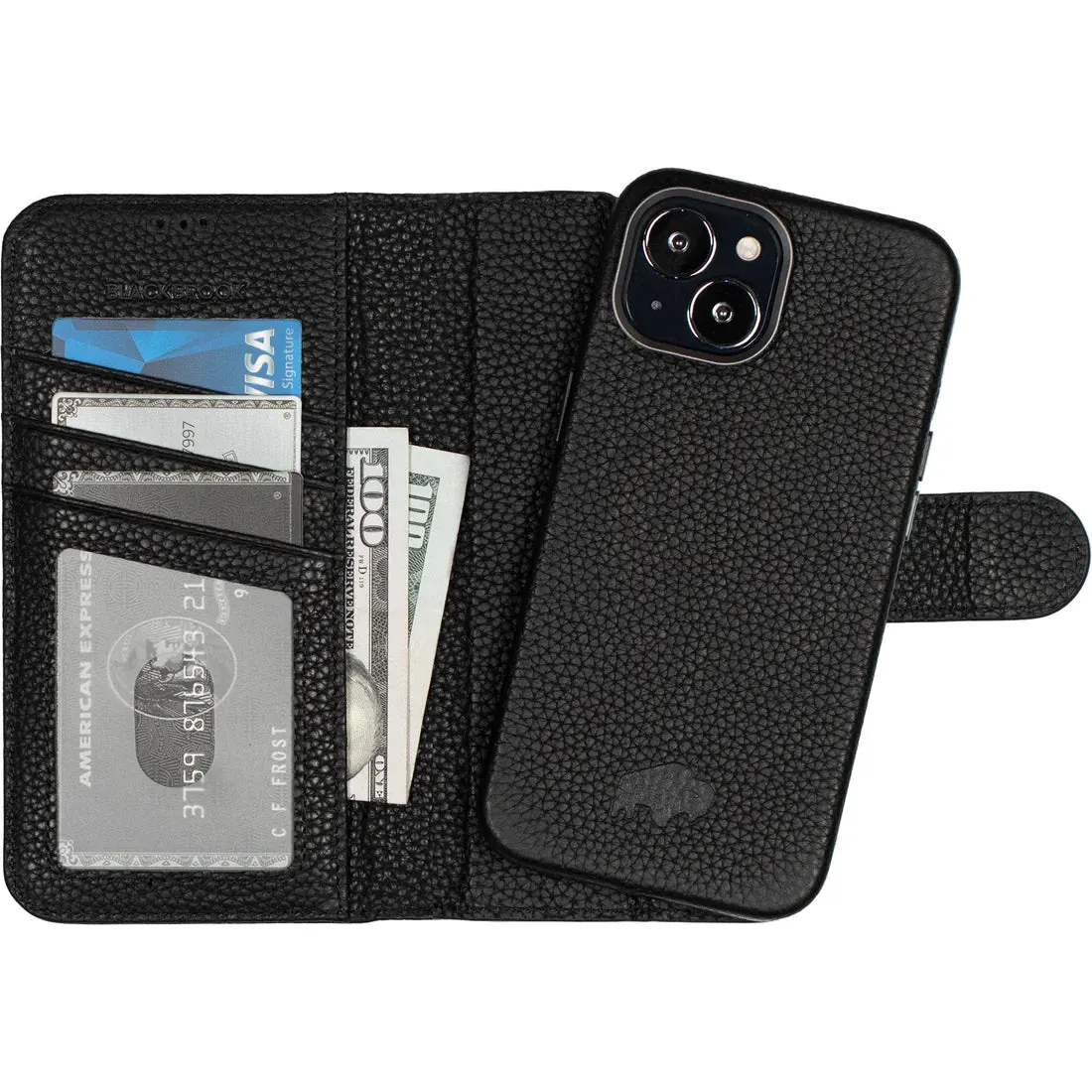 Carson iPhone 14 Plus Wallet Case, Pebble Black