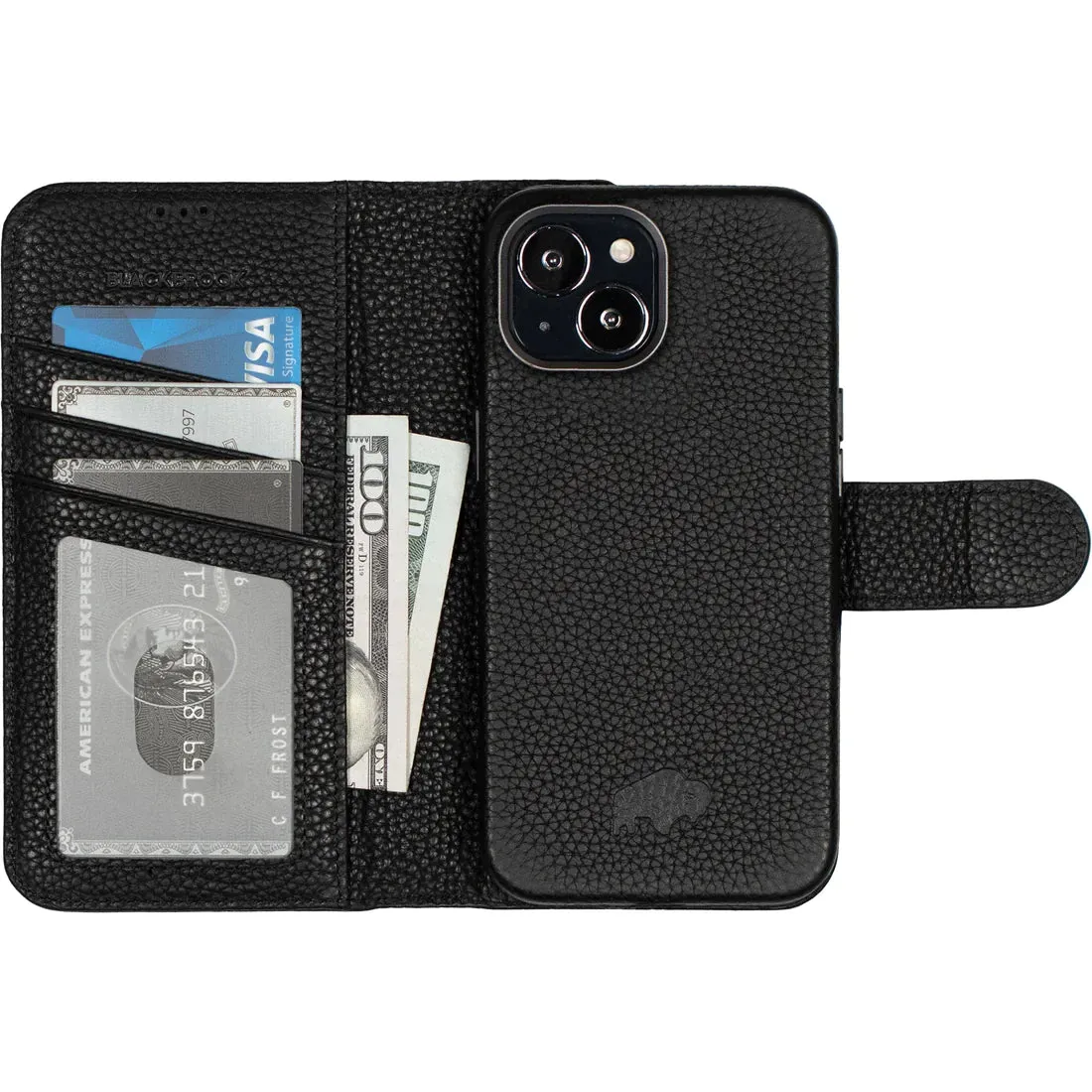 Carson iPhone 14 Plus Wallet Case, Pebble Black