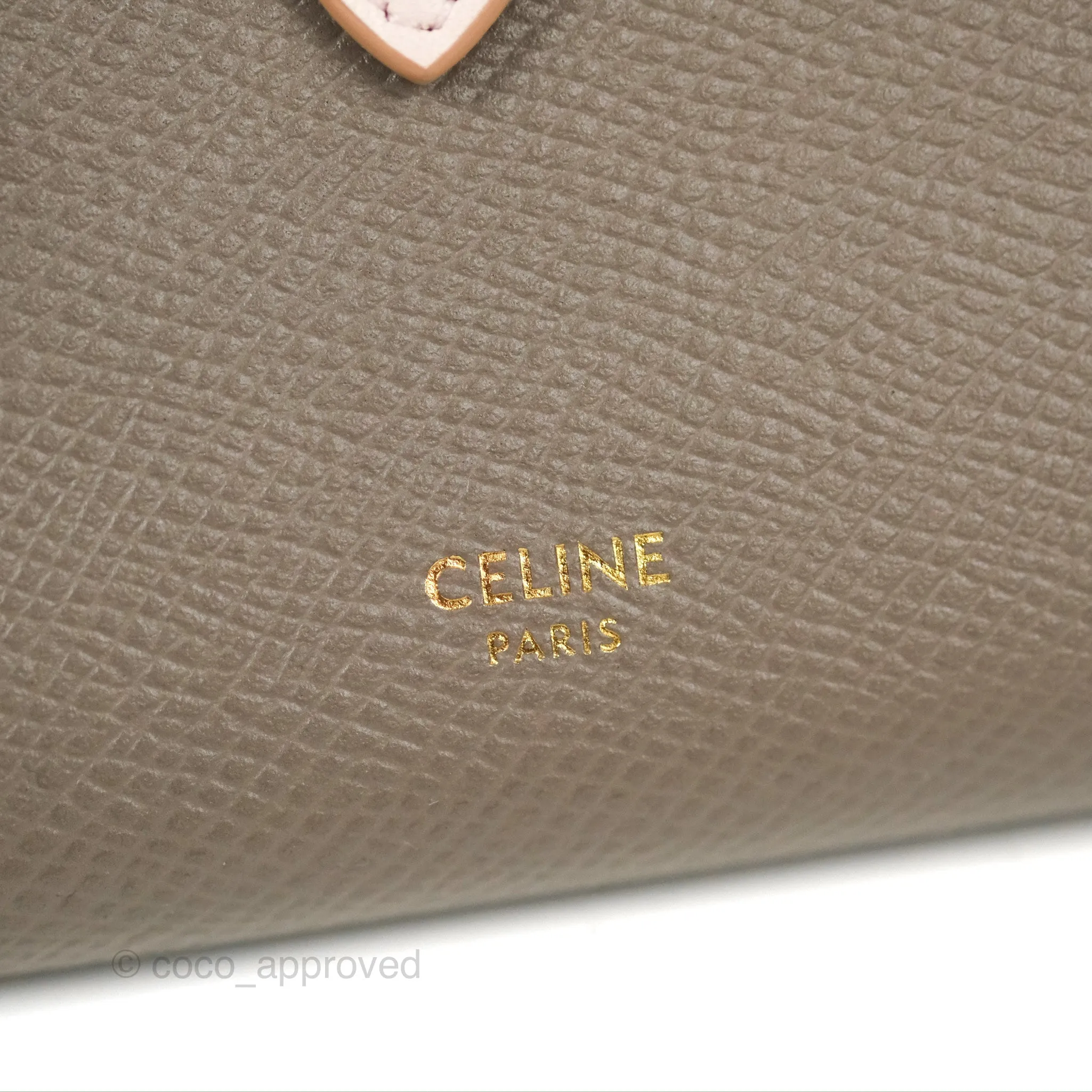 Celine Strap Medium Wallet Grained Leather Taupe