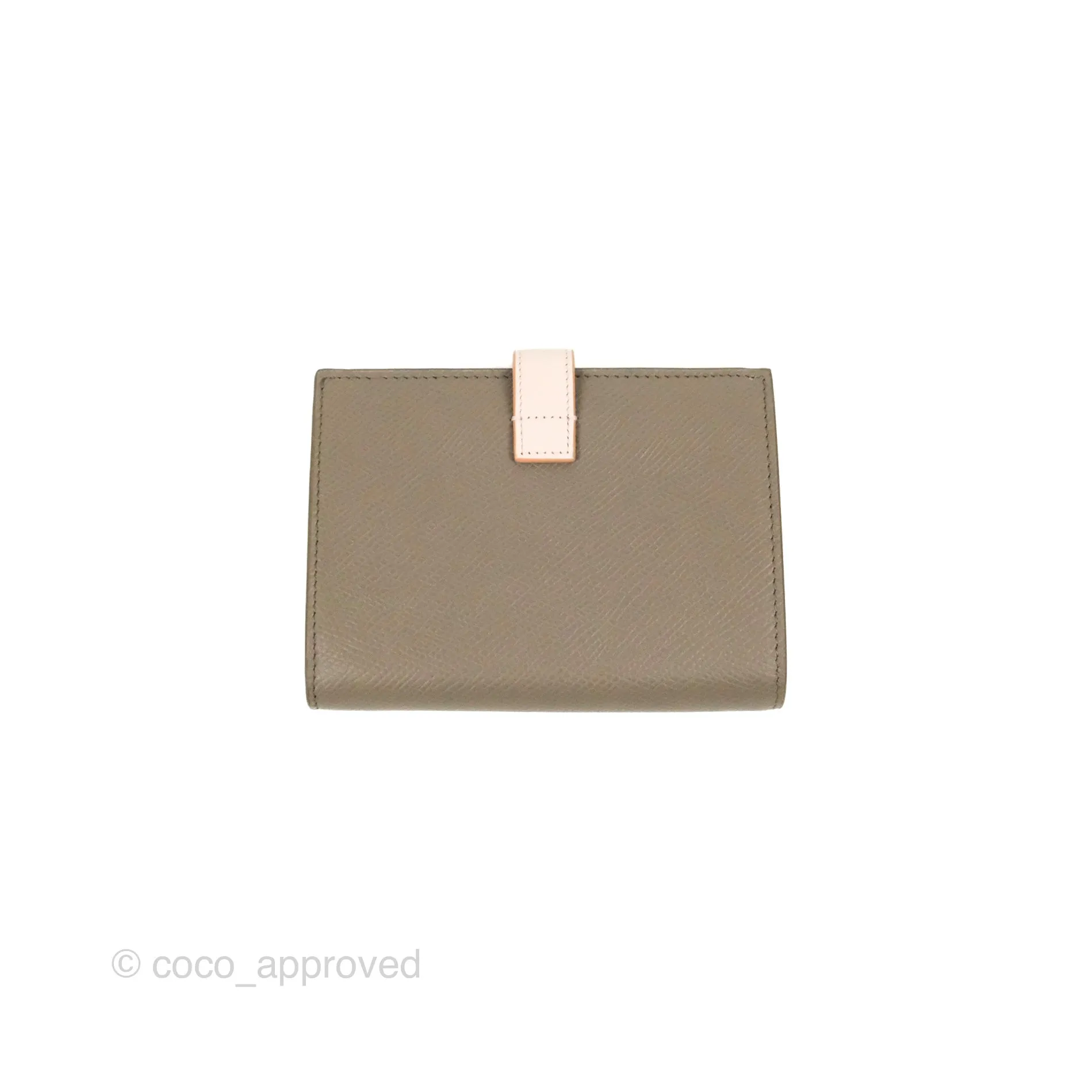 Celine Strap Medium Wallet Grained Leather Taupe