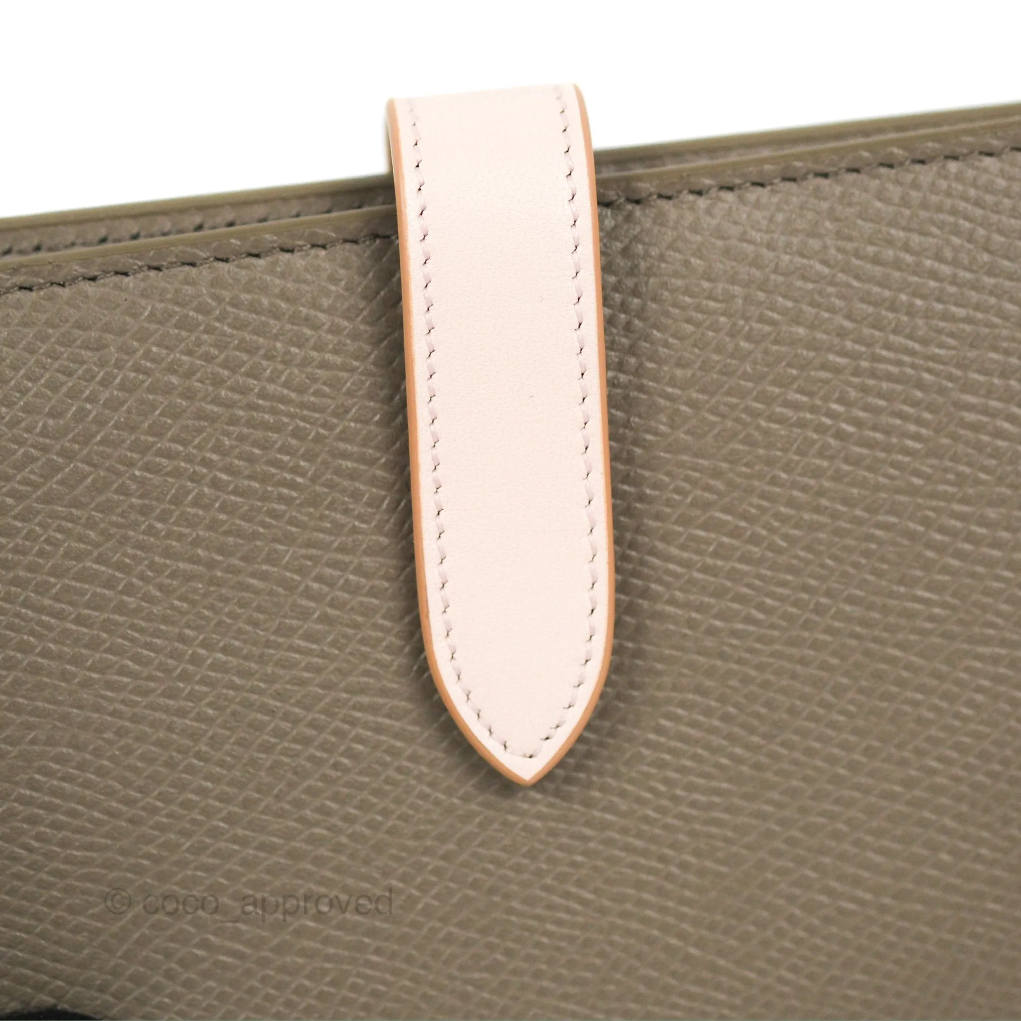 Celine Strap Medium Wallet Grained Leather Taupe