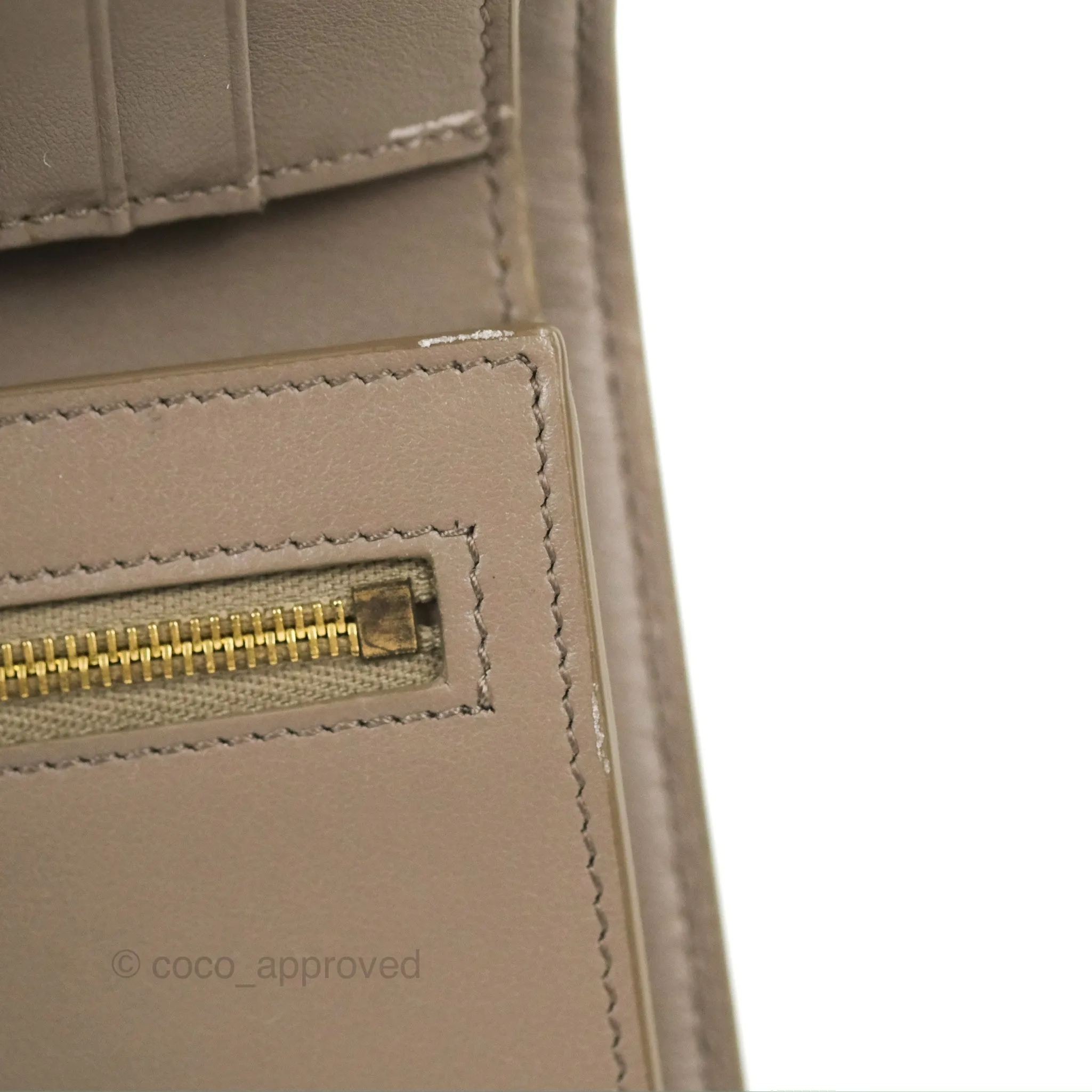 Celine Strap Medium Wallet Grained Leather Taupe