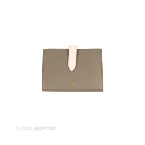 Celine Strap Medium Wallet Grained Leather Taupe