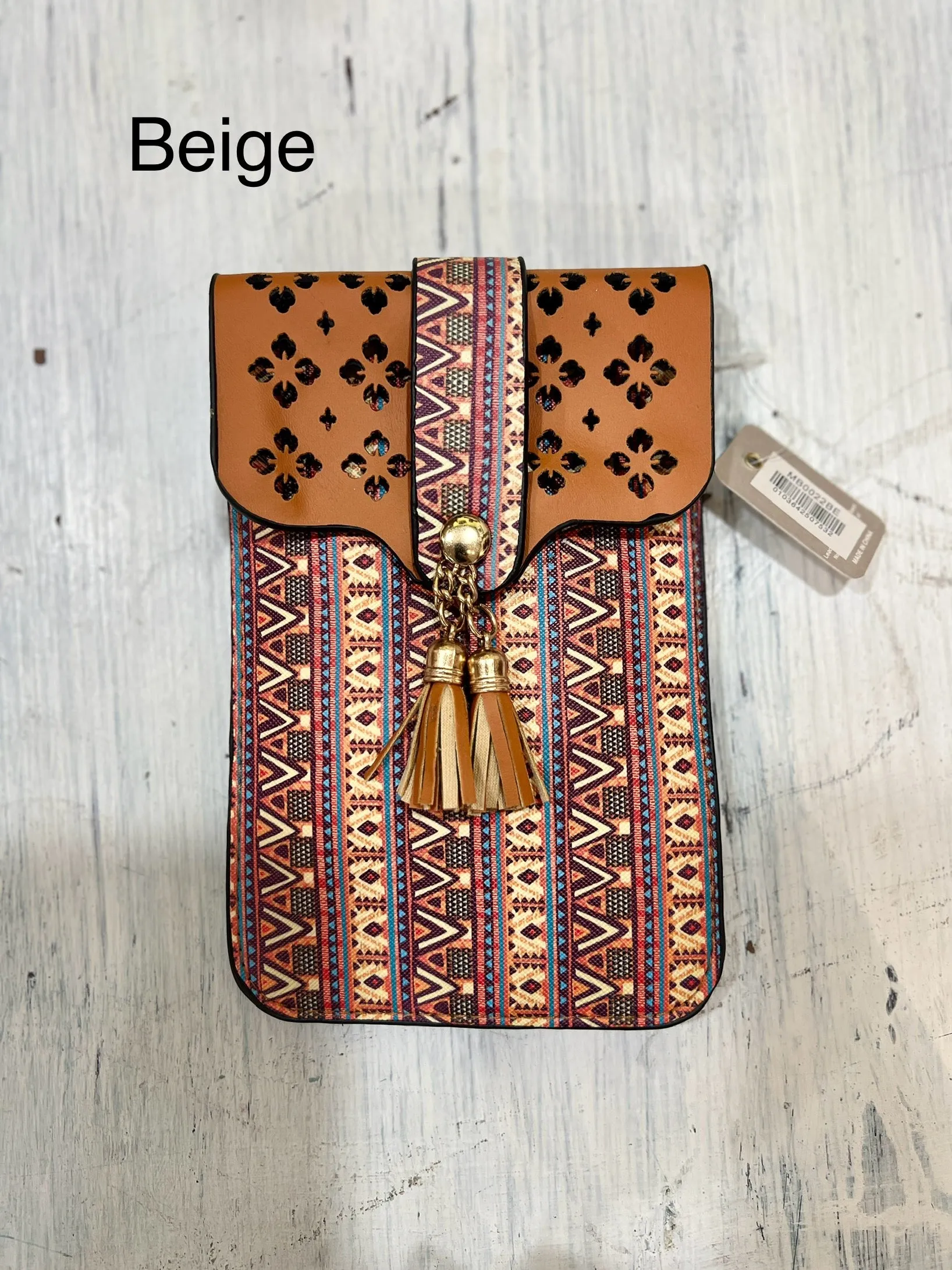 Cell Phone Crossbody in Aztec Print and Clear Window MB0022 -2024