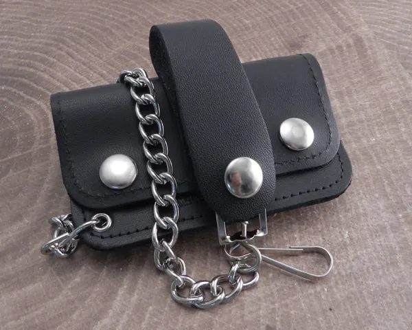 Chain Wallet Jr. Black Leather Biker